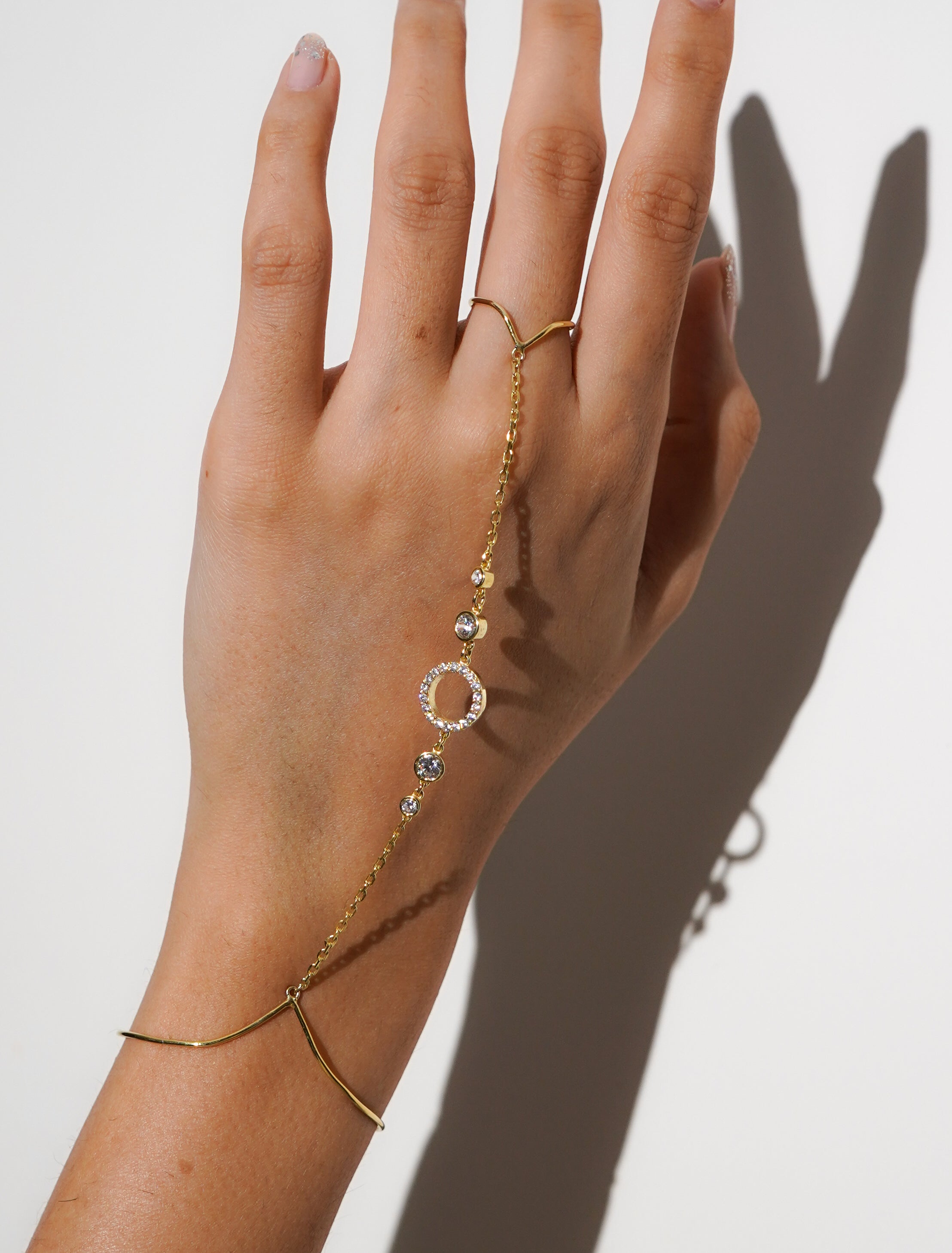 Aether Minimal Hathphool | Stunning Sterling Silver Hand Chain Fian