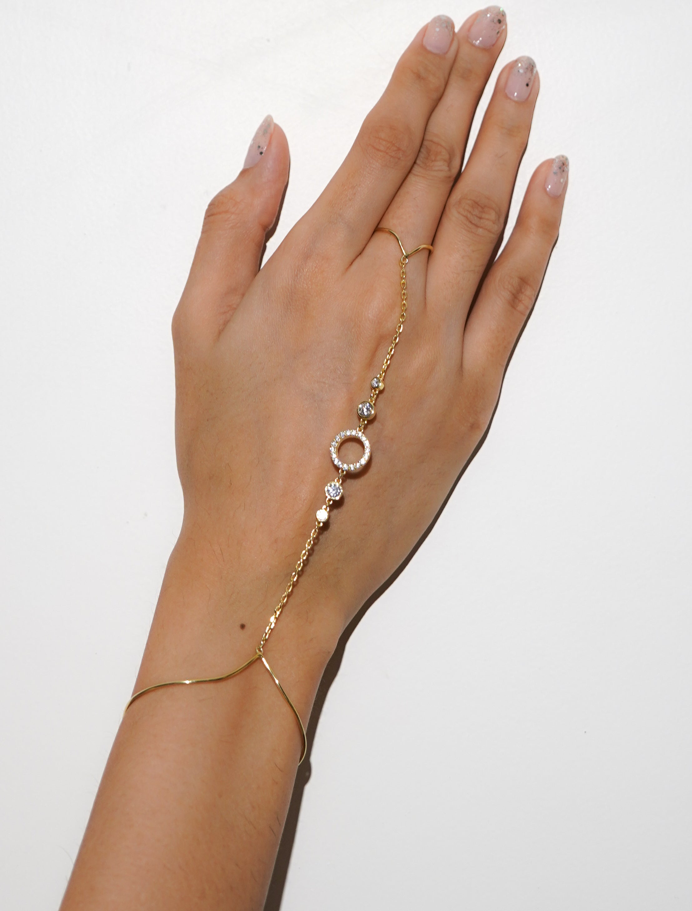 Aether Minimal Hathphool | Stunning Sterling Silver Hand Chain Fian