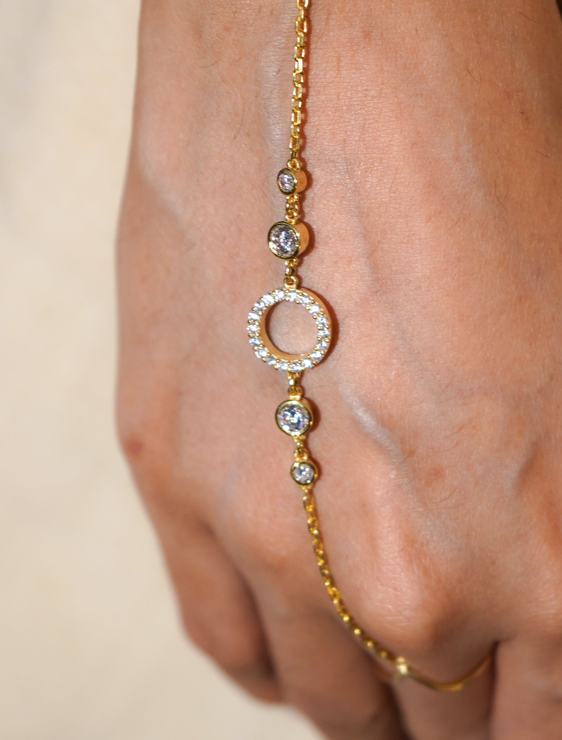 Aether Minimal Hathphool | Stunning Sterling Silver Hand Chain Fian