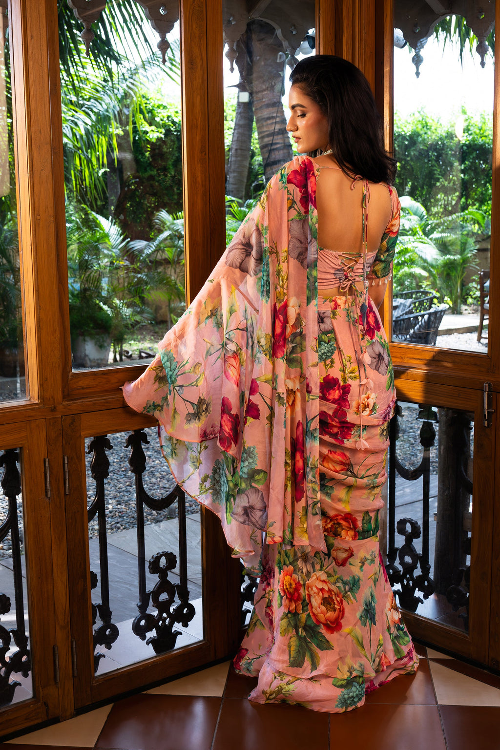 Dusty Rose Ruffle Saree | Designer Indian Wedding & Occasion Wear 