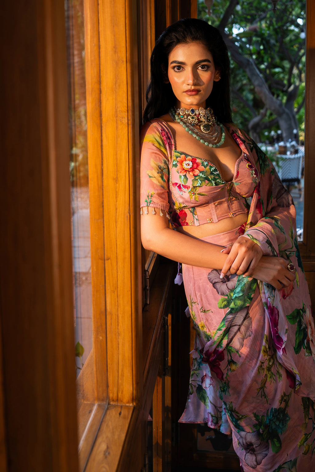 Dusty Rose Ruffle Saree | Designer Indian Wedding & Occasion Wear 