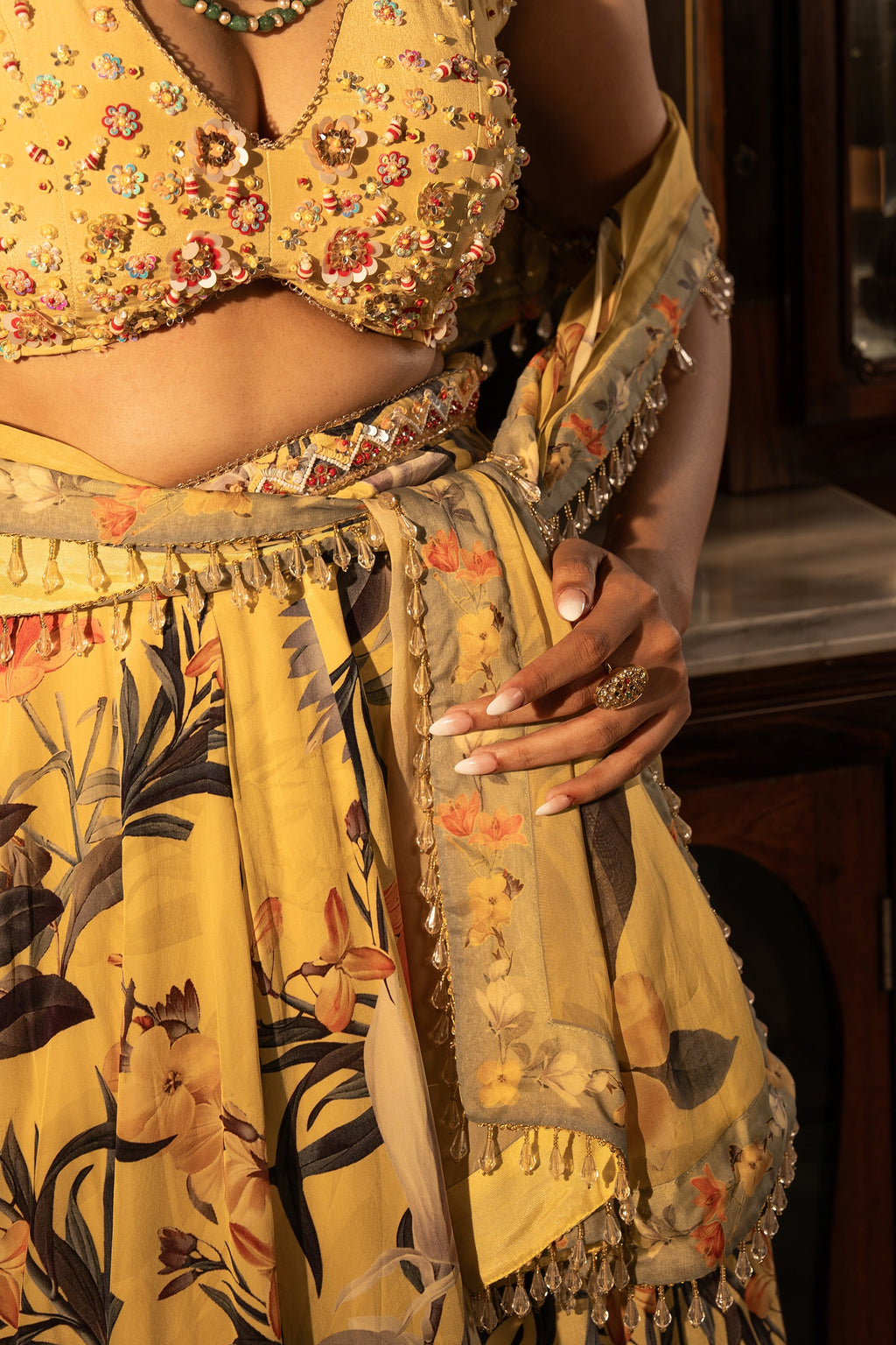 Misted Yellow Panelled Lehenga Set | Modern Indian Wedding & Occasion Wear 