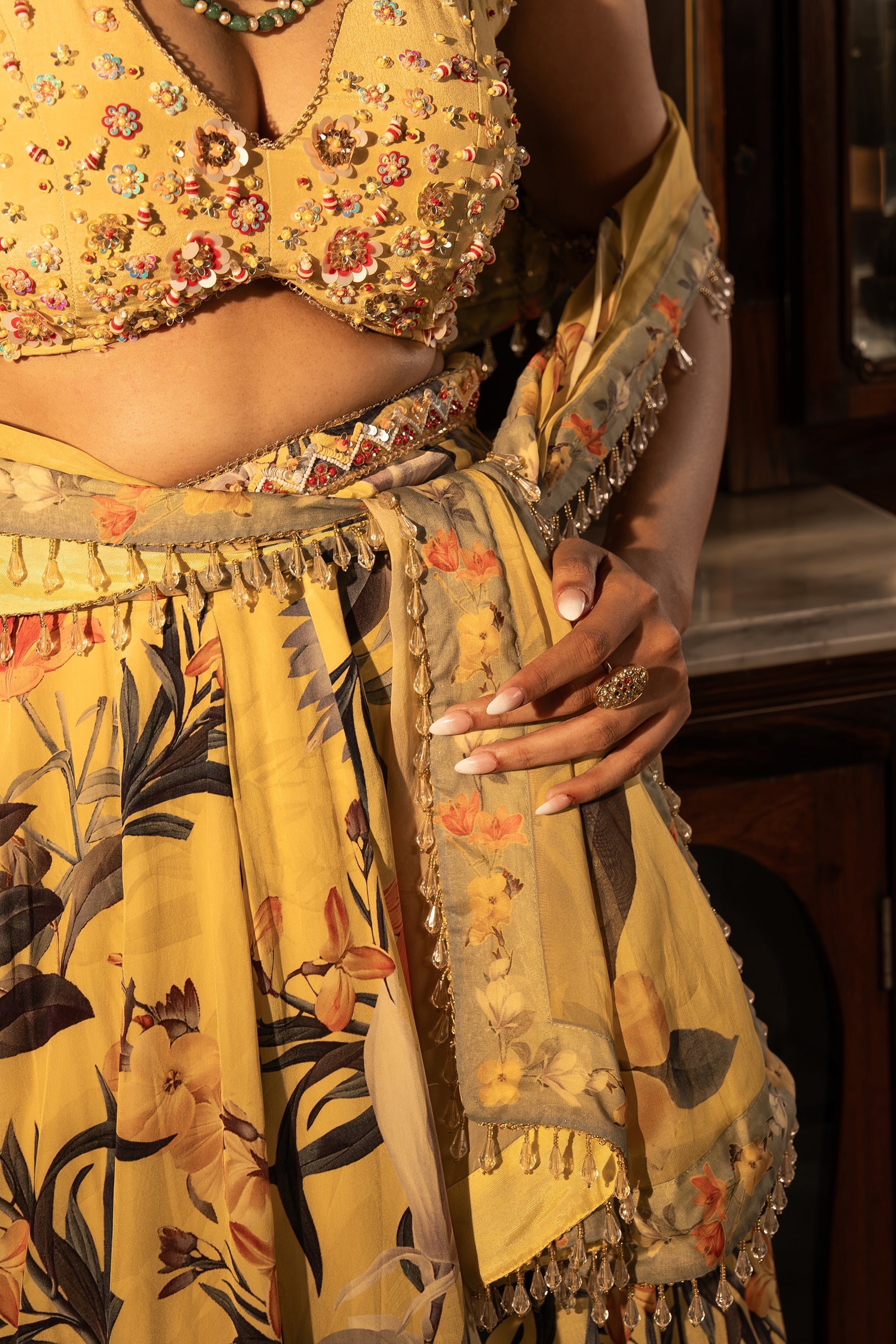 Misted Yellow Panelled Lehenga Set | Modern Indian Wedding & Occasion Wear 