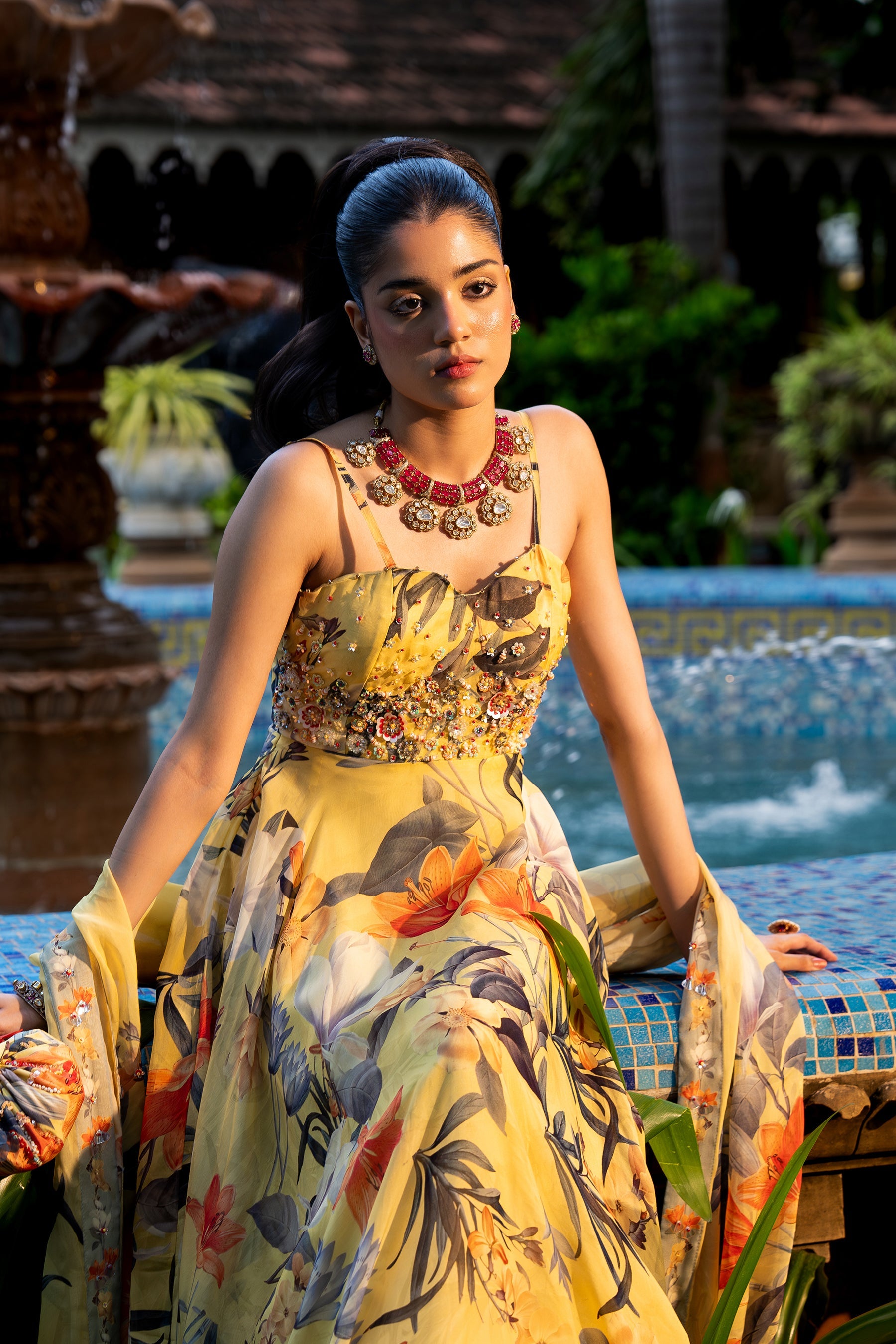 Misted Yellow Anarkali Set | Designer Indian Wedding & Occasion Wear 