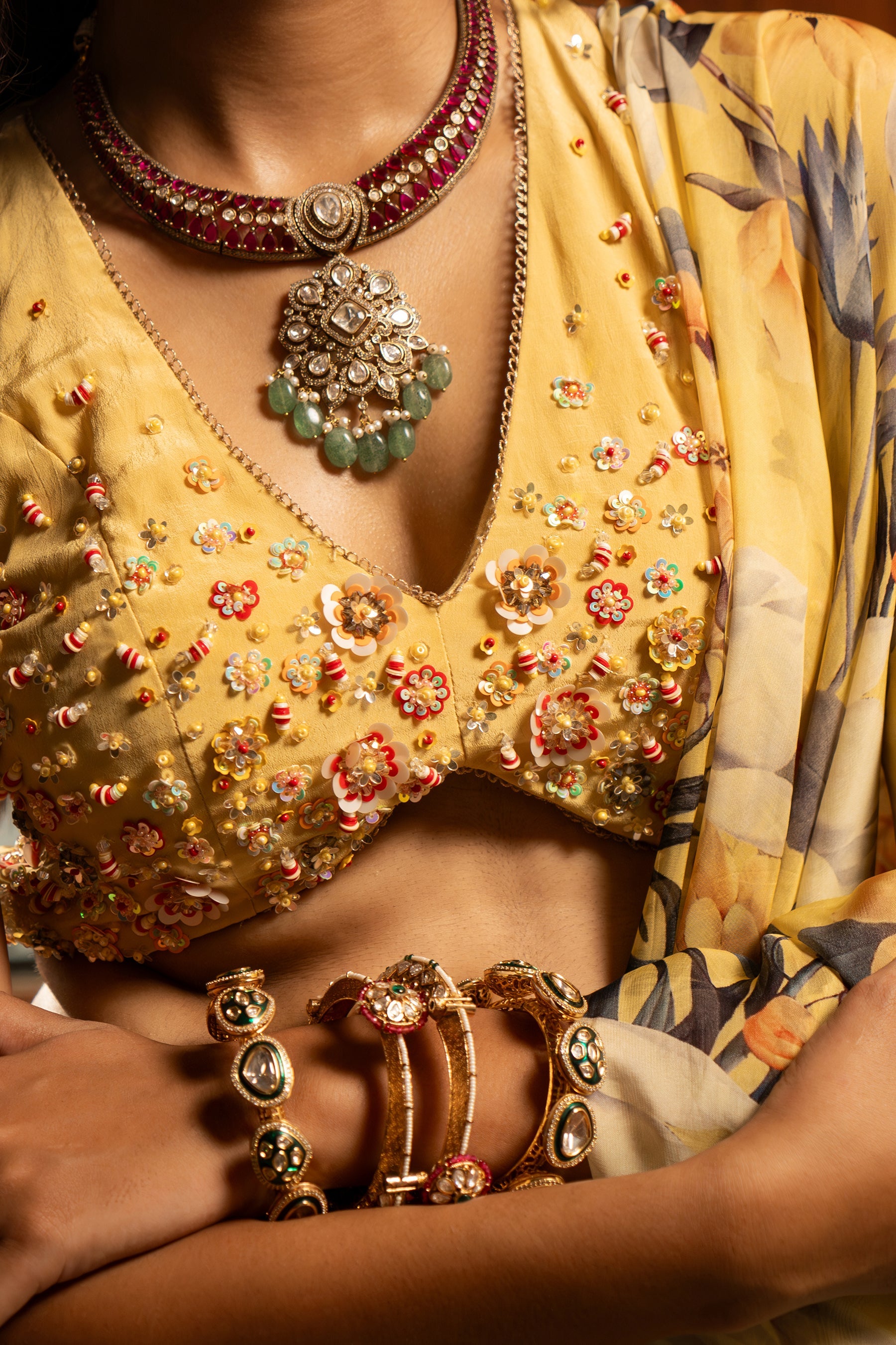 Misted Yellow Pre-Draped Saree | Stunning Designer Indian Wedding & Occasion Wear 