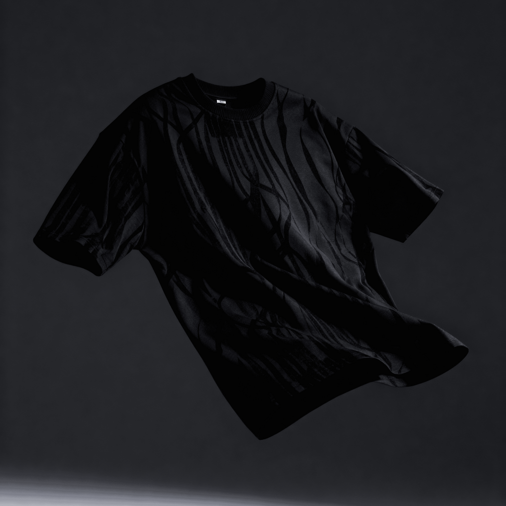 Dreamwave | Black Mesh Overlay Jersey Shirt 