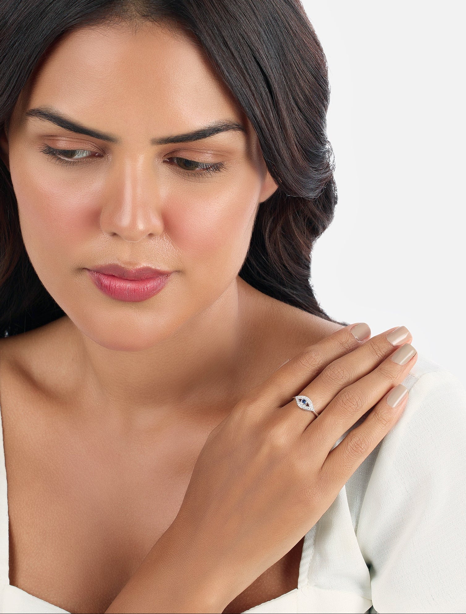 Evil Eye Ring | Dainty Sterling Silver Protection Ring 