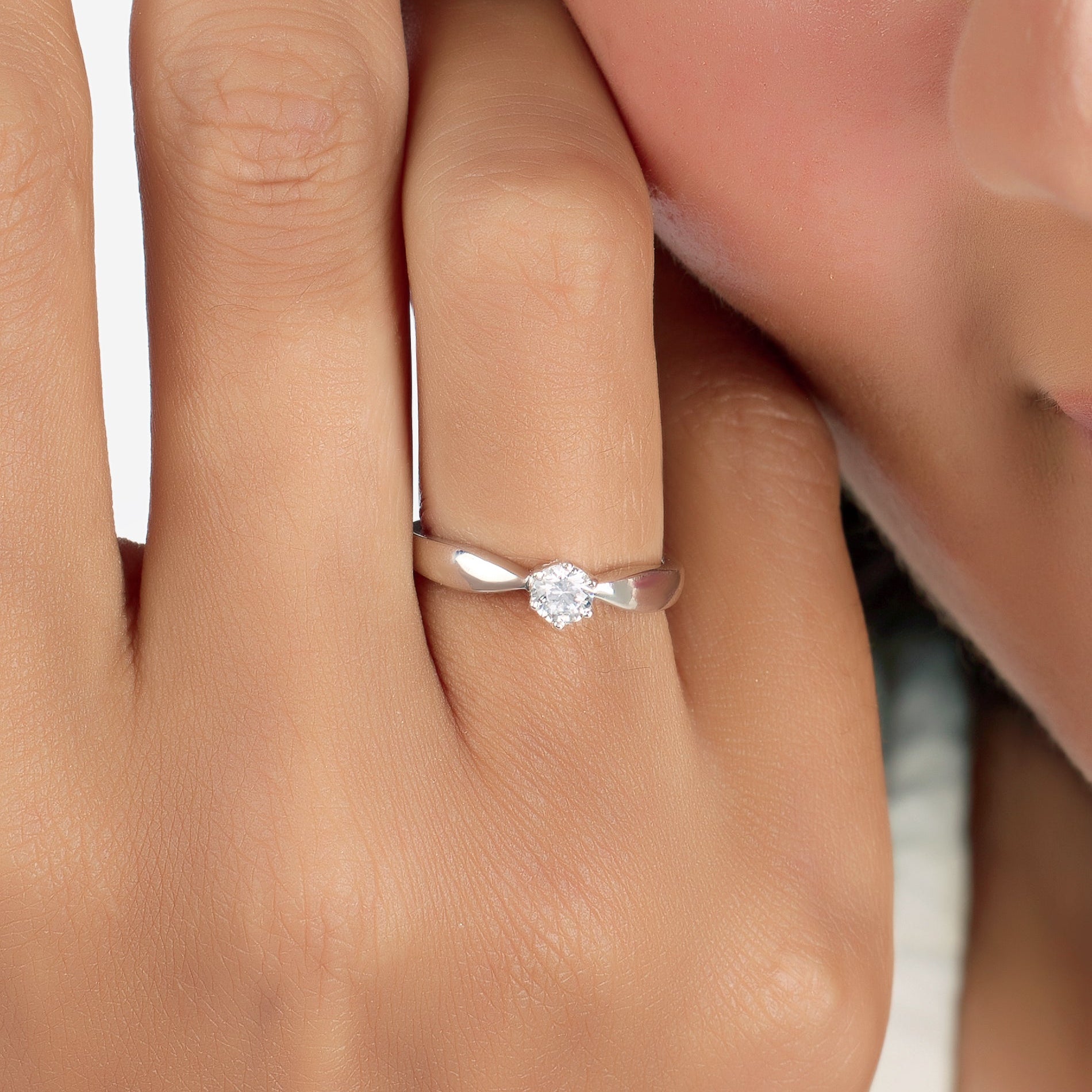 Day Star Ring | Tapered Solitaire Zircon Sterling Silver Adjustable Fian