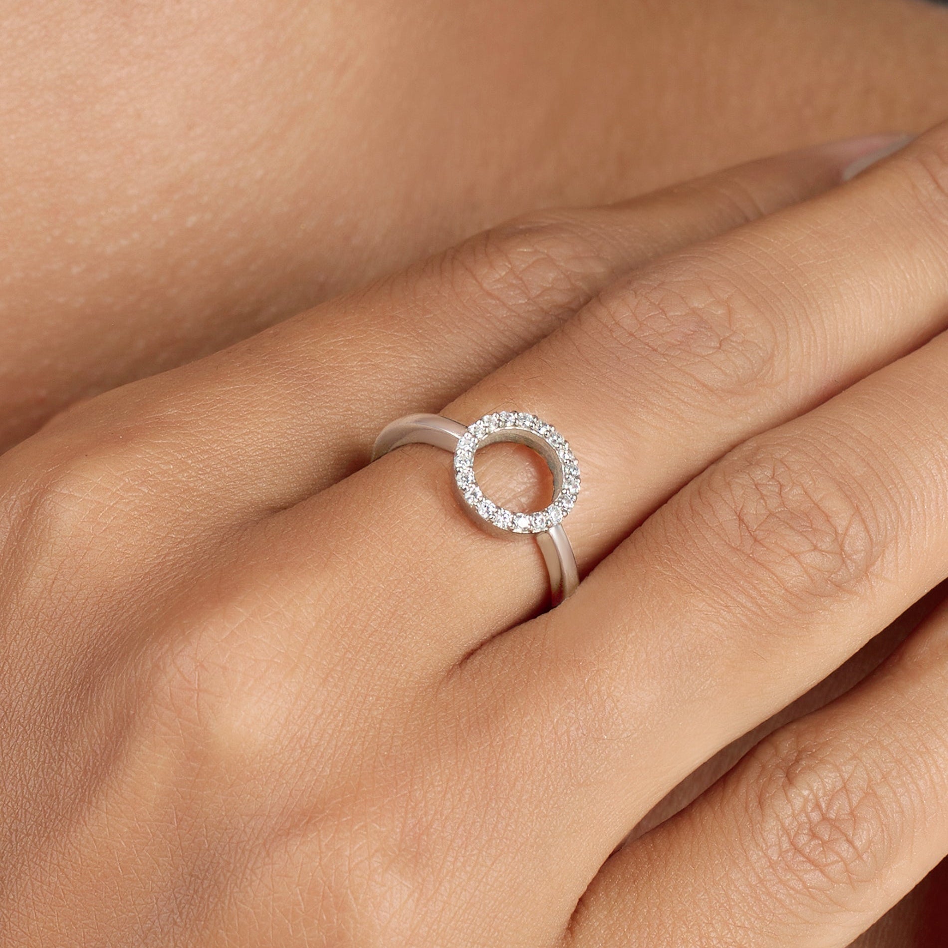 The Circle of Life Ring | Adjustable Sterling Silver Zircon Band Fian