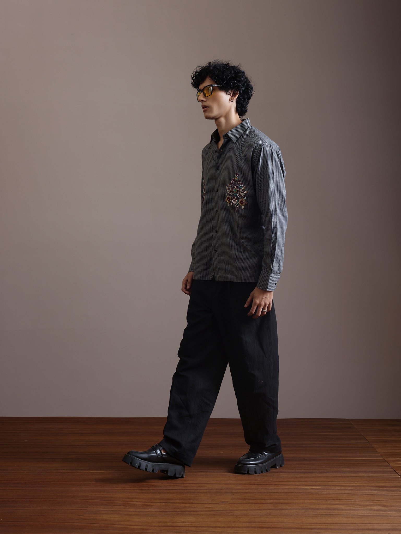 The Royal Check Zardozi Shirt | Luxury Hand-Embroidered Men's Shirt 