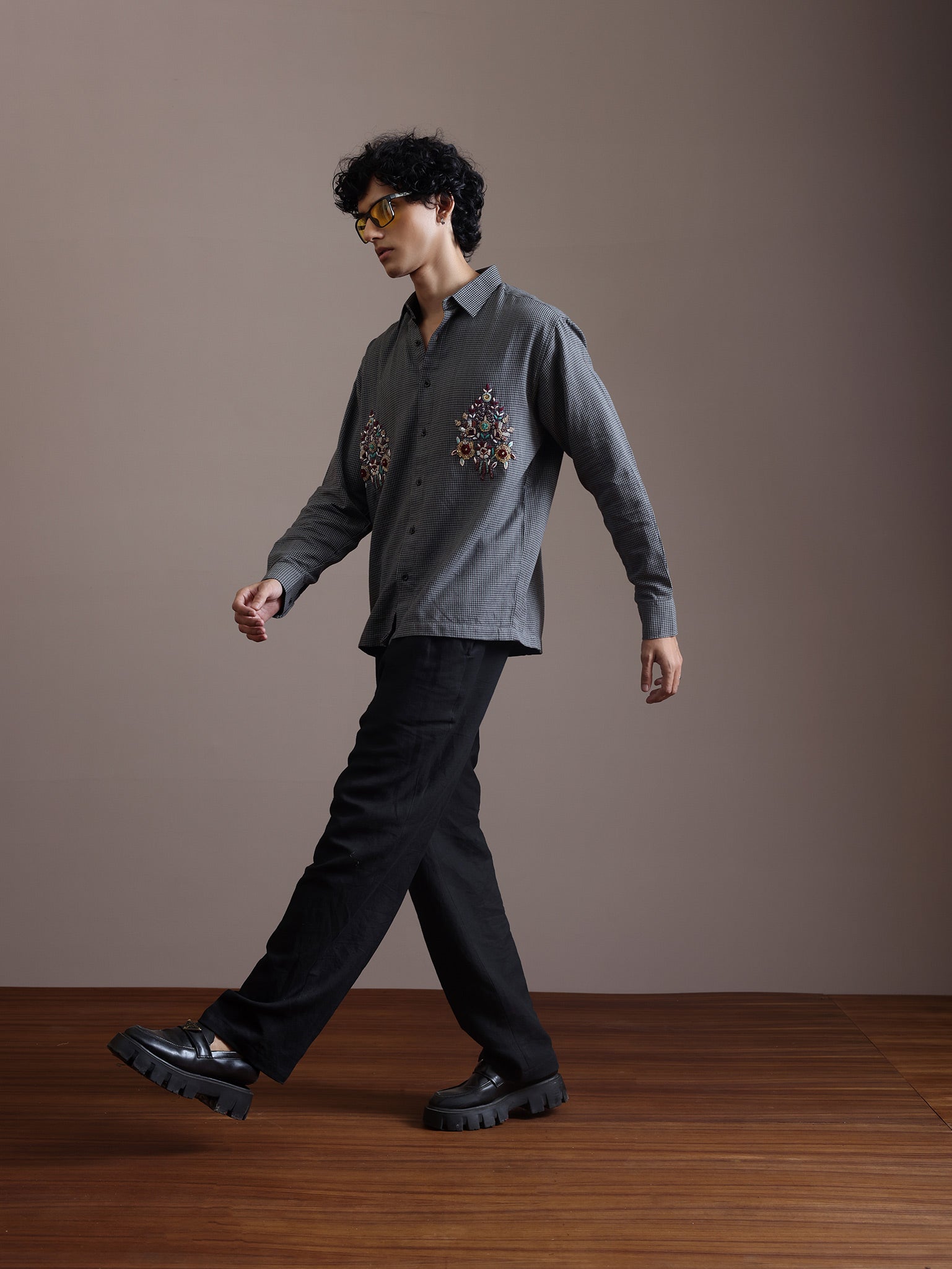 The Royal Check Zardozi Shirt | Luxury Hand-Embroidered Men's Shirt 