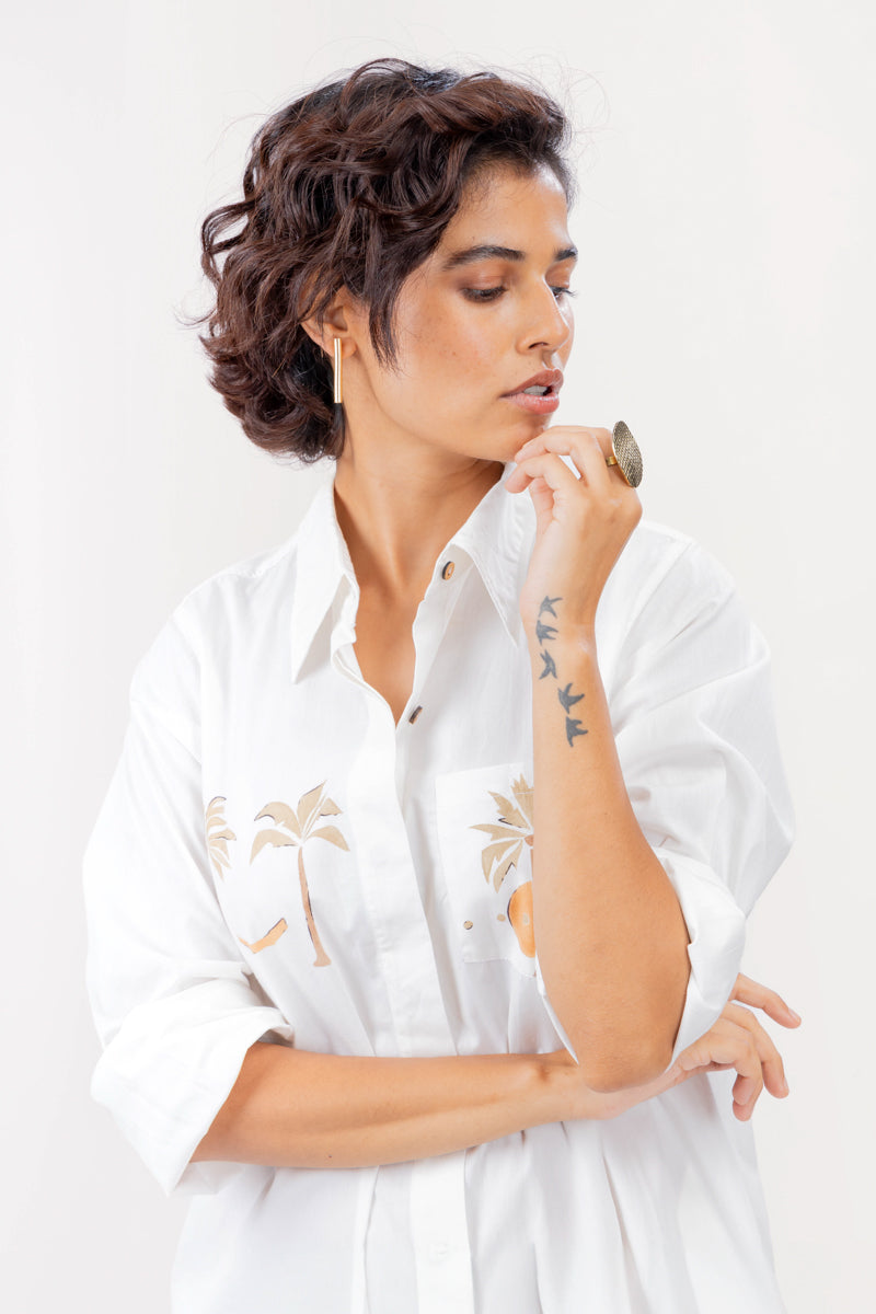 Aaram Dress | Hand-Painted Shirt Dress Asaii