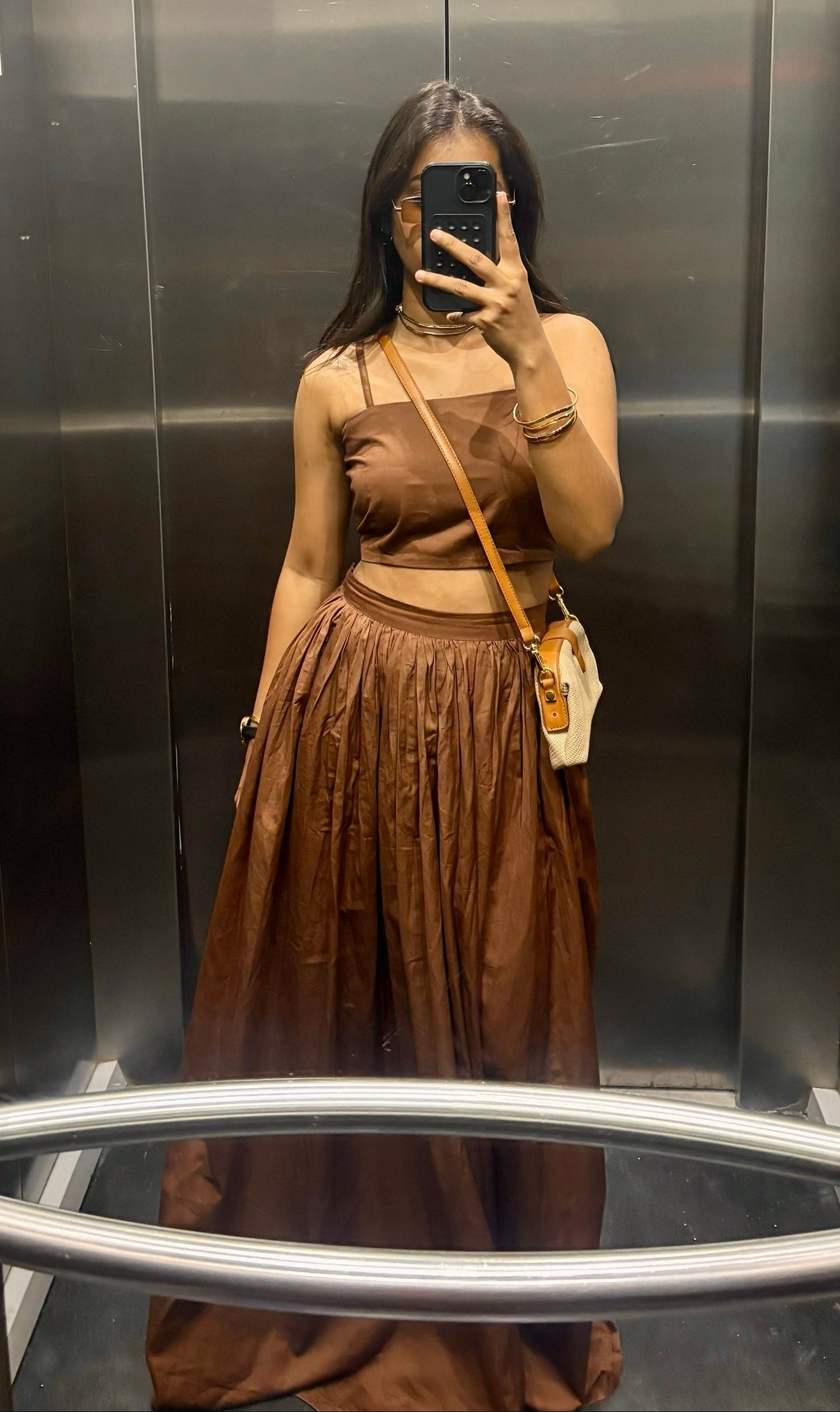 Brown Top & Skirt Set | Designer Indo-Western Wedding & Occasion Wear 