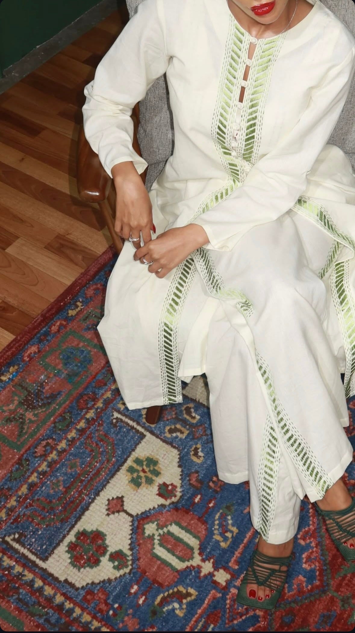 Wide Leg Trousers | Kantha Stitch Detail Pants The House Of Ara