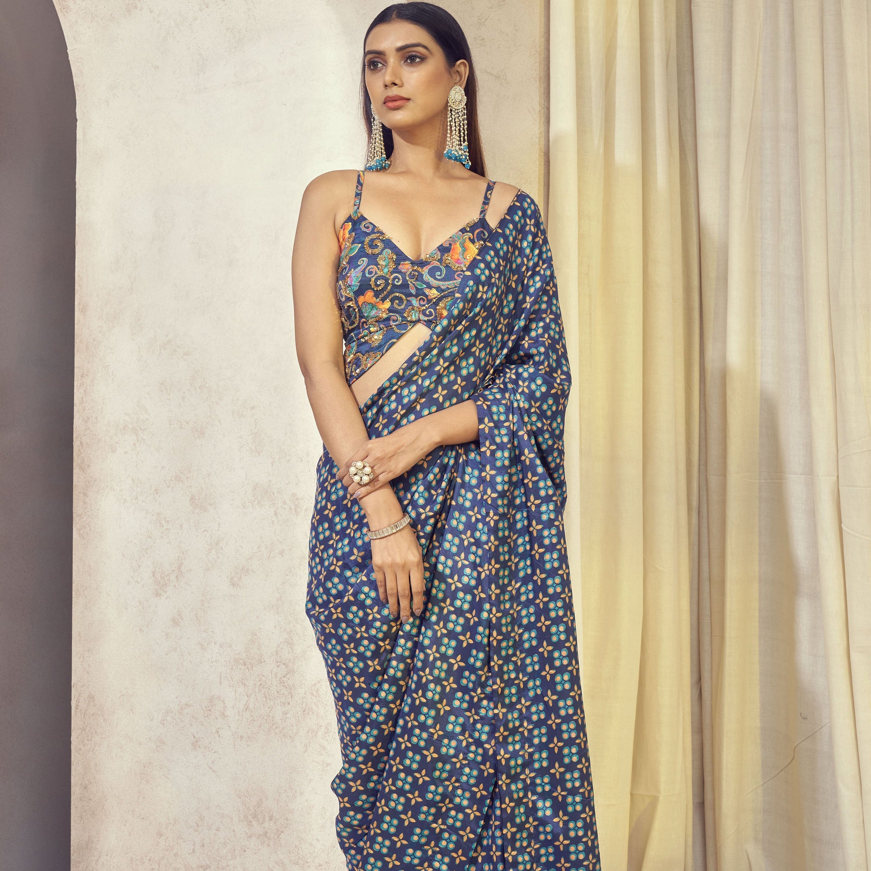 Maaya Pre-Draped Saree With Butterfly Top | Designer Indian Wedding and Occasion Wear 