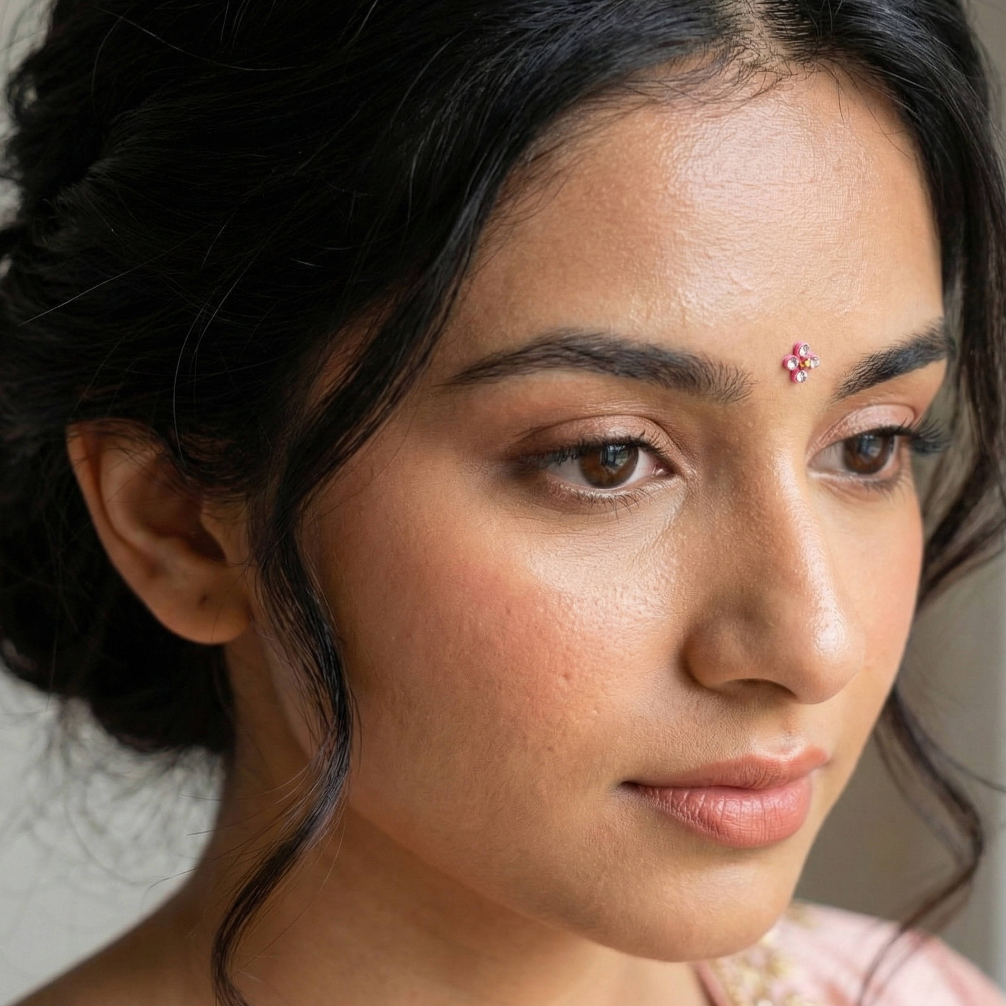 Minimal Multi-Coloured Rhinestone Flower Bindis | Pack of 10 | Indian Wedding & Festive Accessories