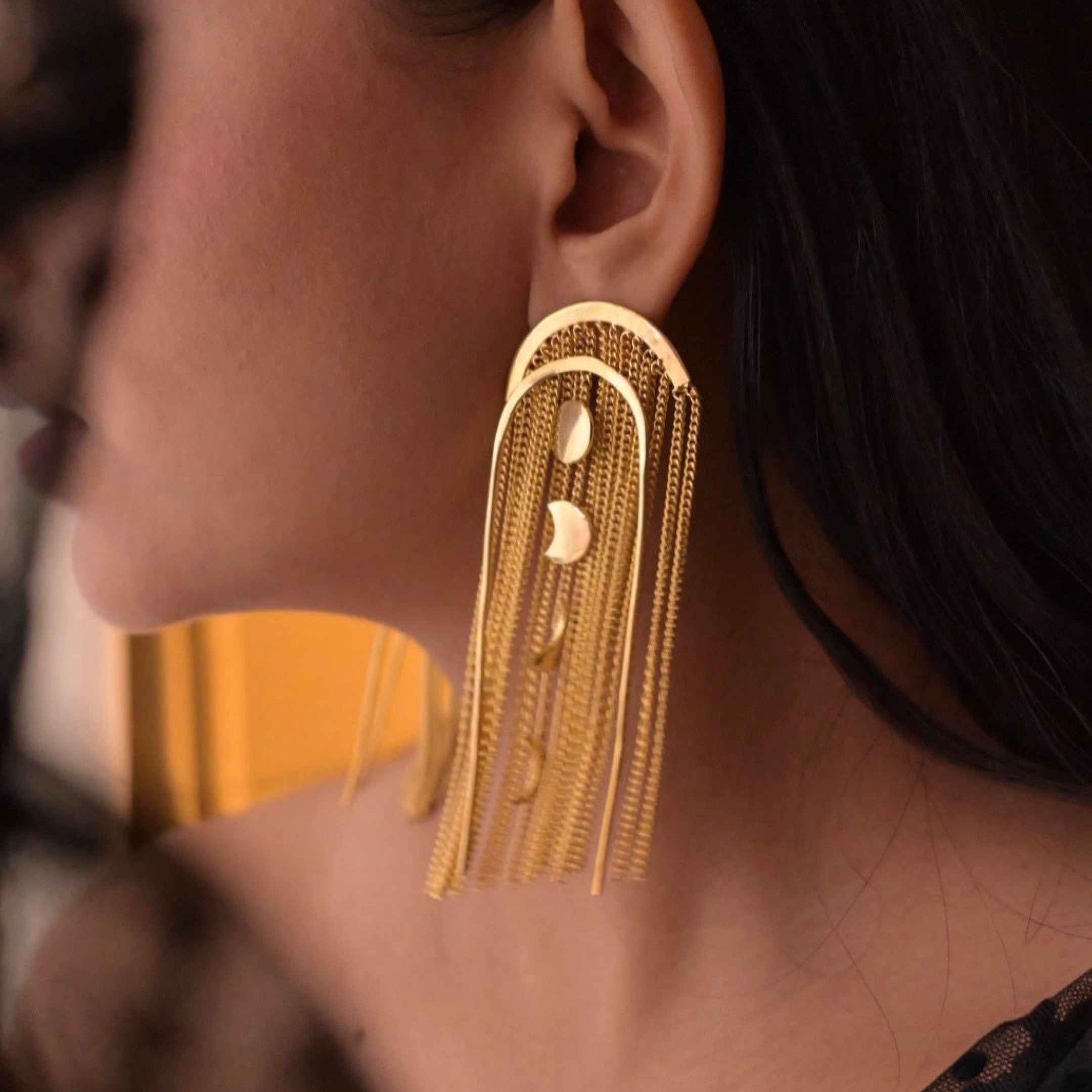 Moon Dance Earrings | Statement Curtain Earrings 