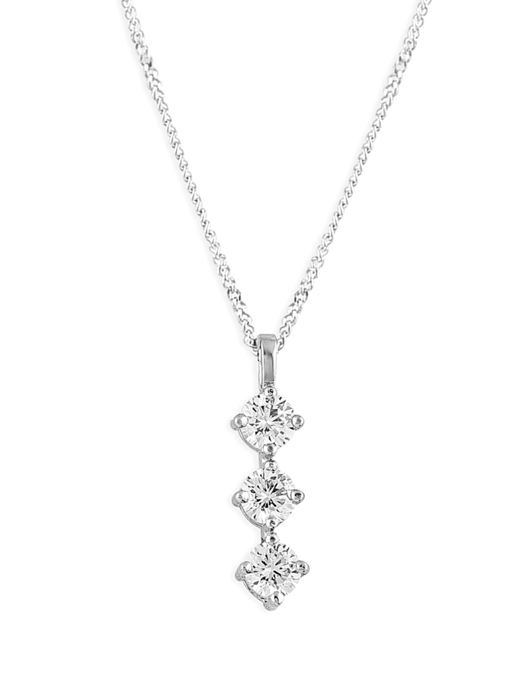 Trilogy Pendant | Symbolic Triple Zircon Solitaire & Sterling Silver Pendant Necklace 