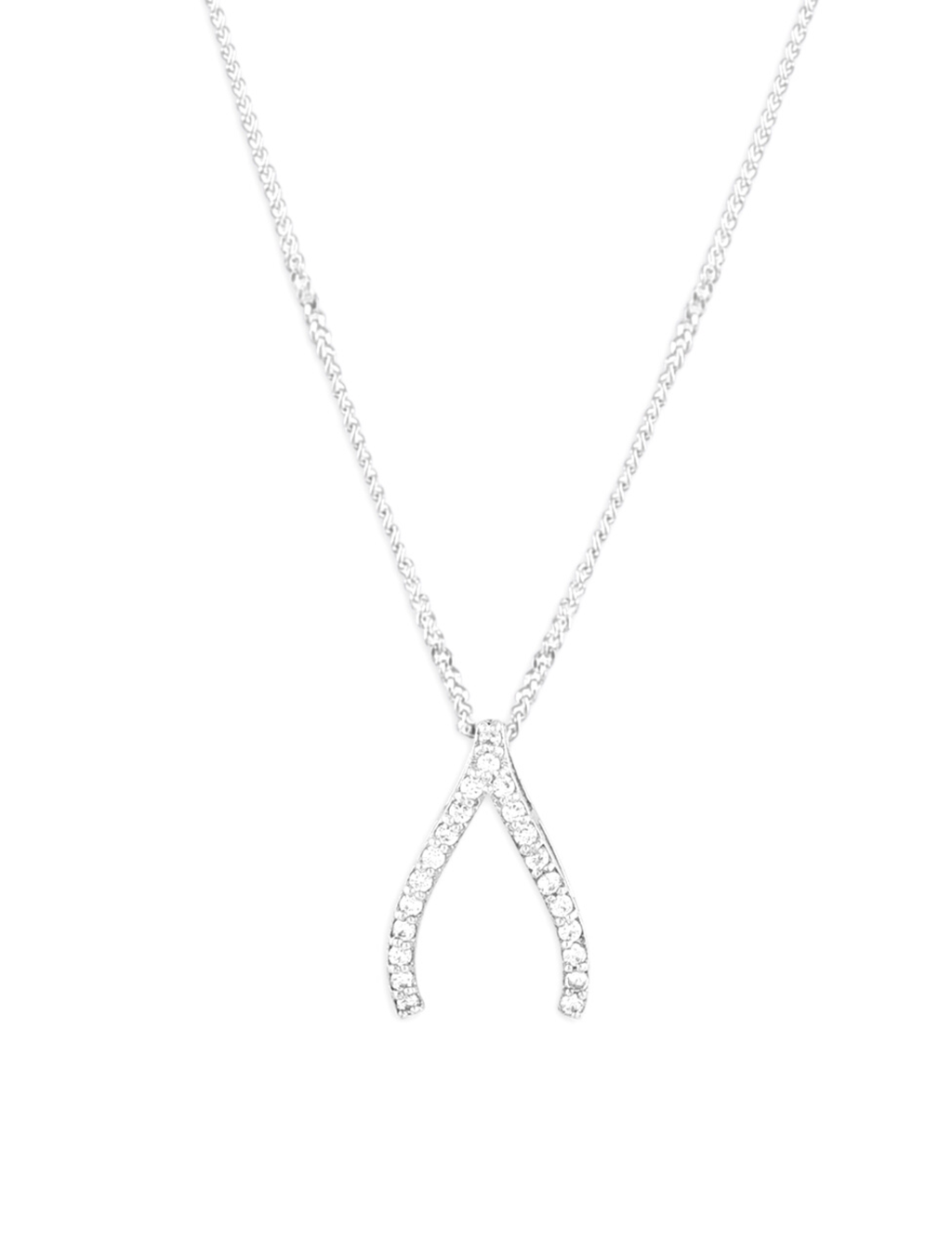Wishbone Necklace | Dainty Zircon Sterling Silver Pendant Fian