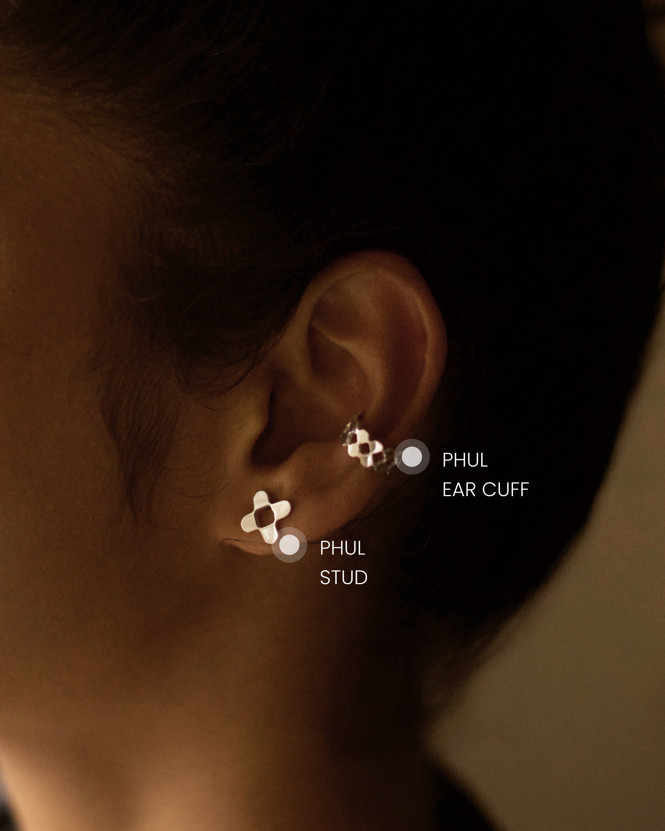 Phul Studs + Phul Ear Cuff Set | Minimal Designer Ear Stack 