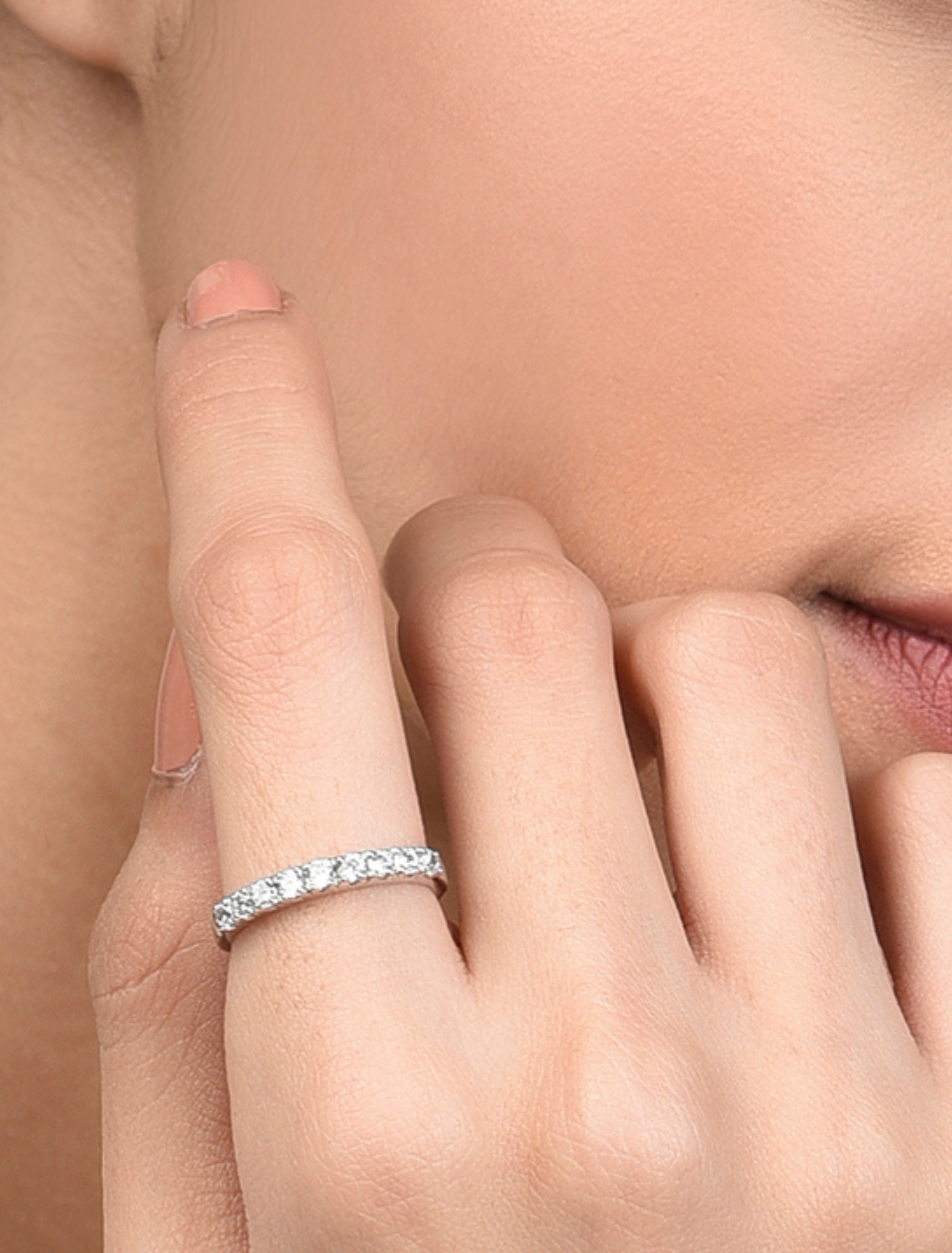 Crescenzo Ring | Stackable Zircon Studded Band Sterling Silver Fian