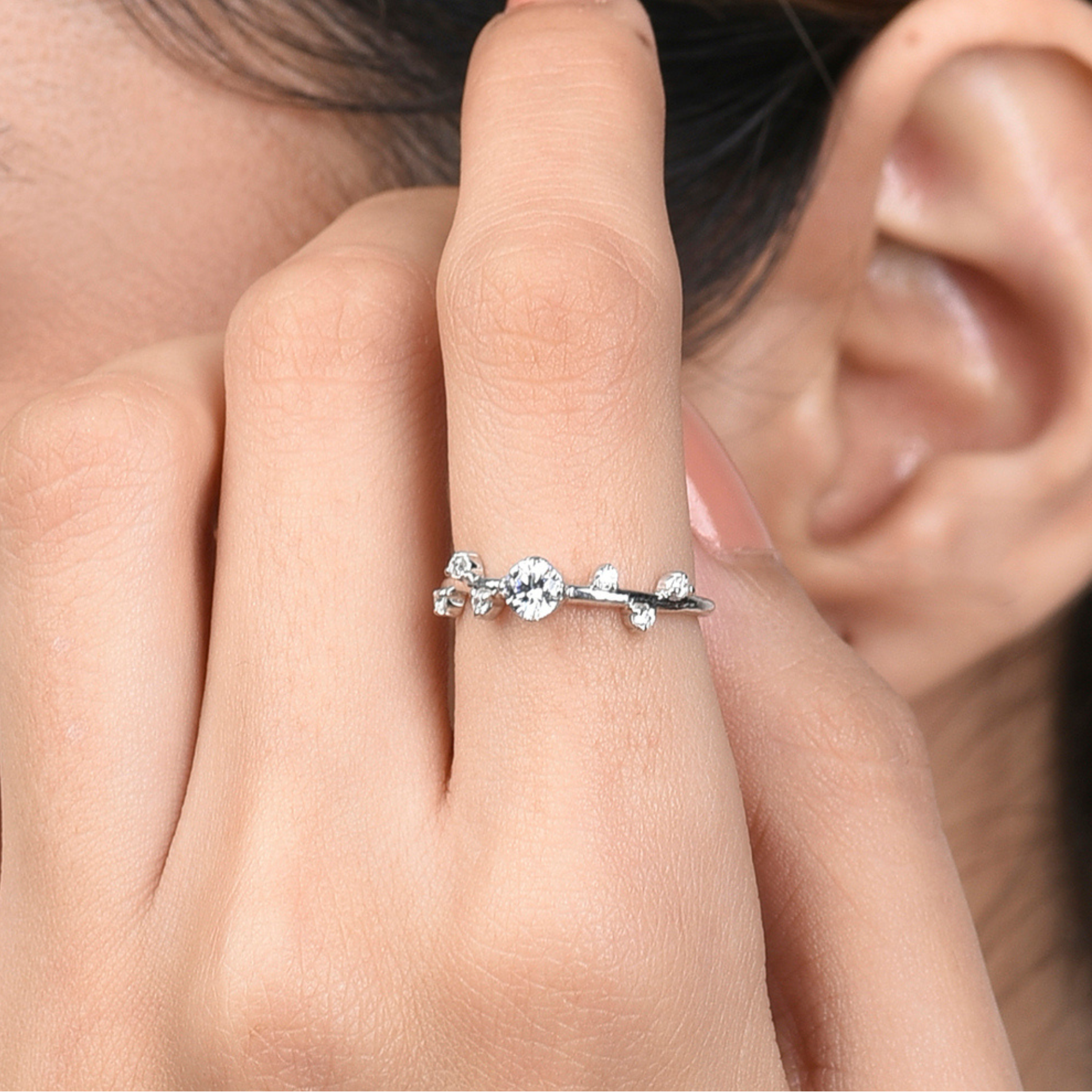 Entwined Stem Ring | Dainty Vine Sterling Silver Minimalist Band