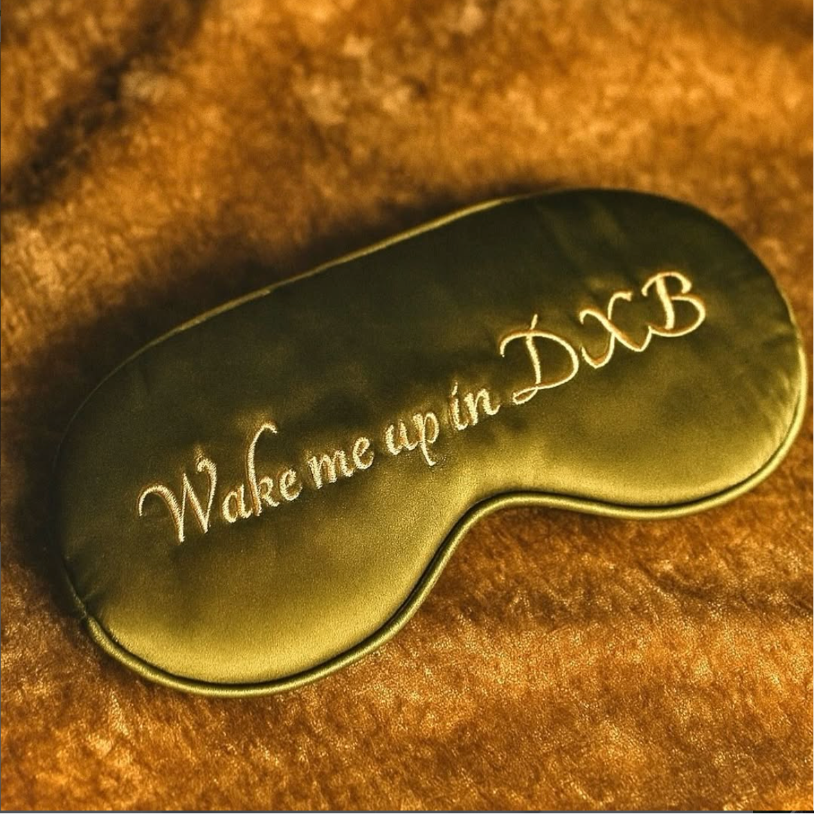 Wake Me Up in DXB Eye Mask | 100% Mulberry Silk Eye Mask | Perfect For Luxury & Bridesmaid Gifting Luna Rani