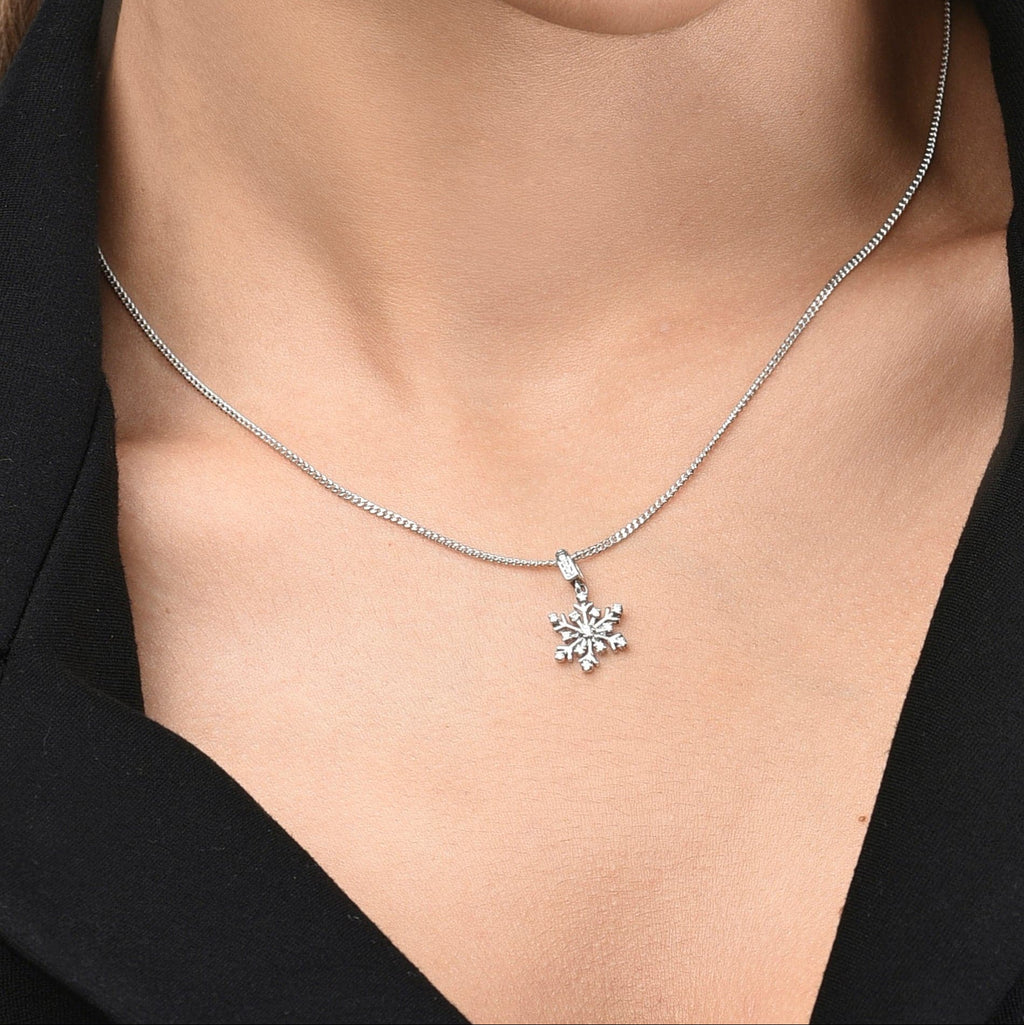 Snowflake Pendant | Minimal Sterling Silver Pendant Necklace