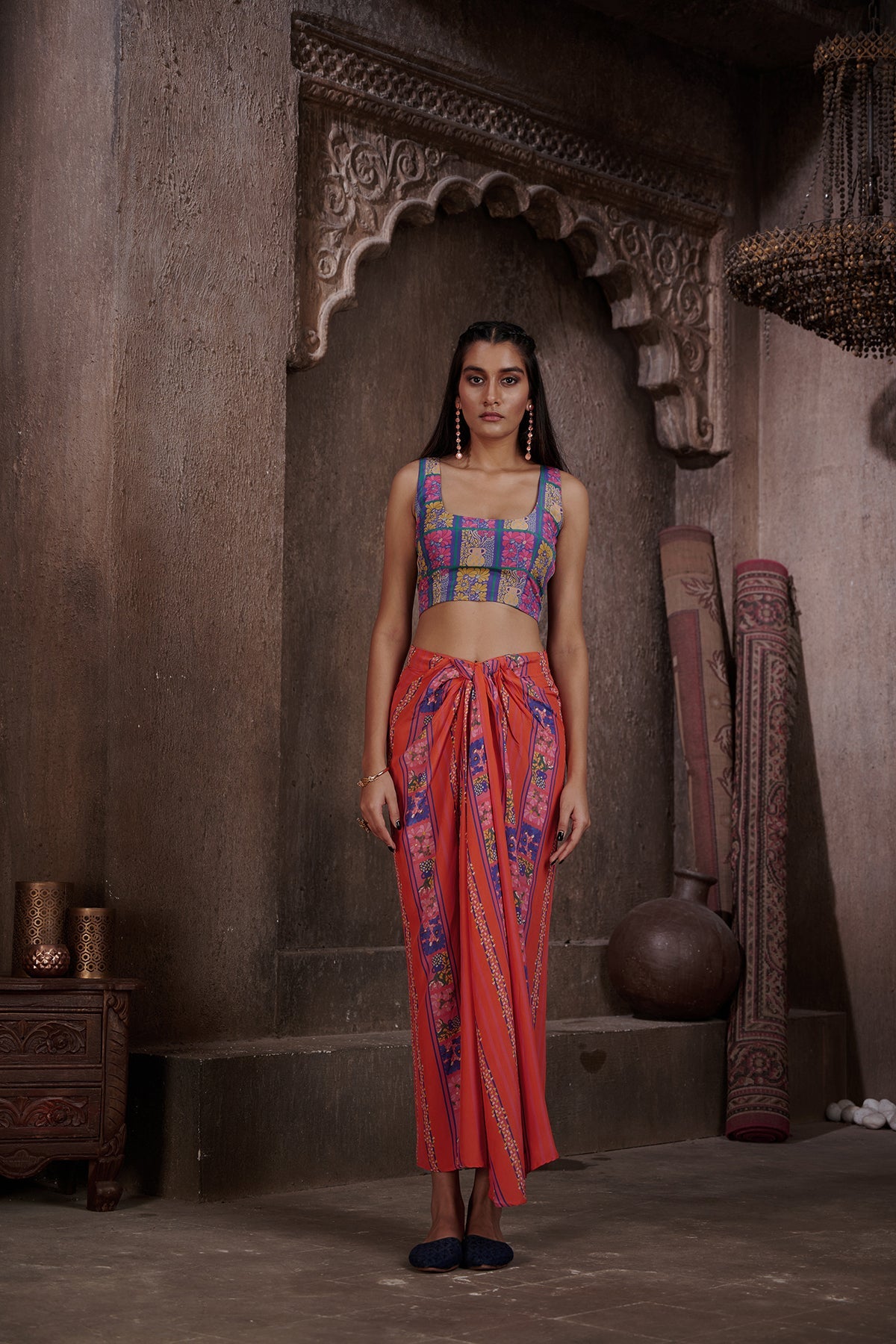 Zaha Drape Skirt and Jacket Set | Designer Indo-Western Co-Ord Set 