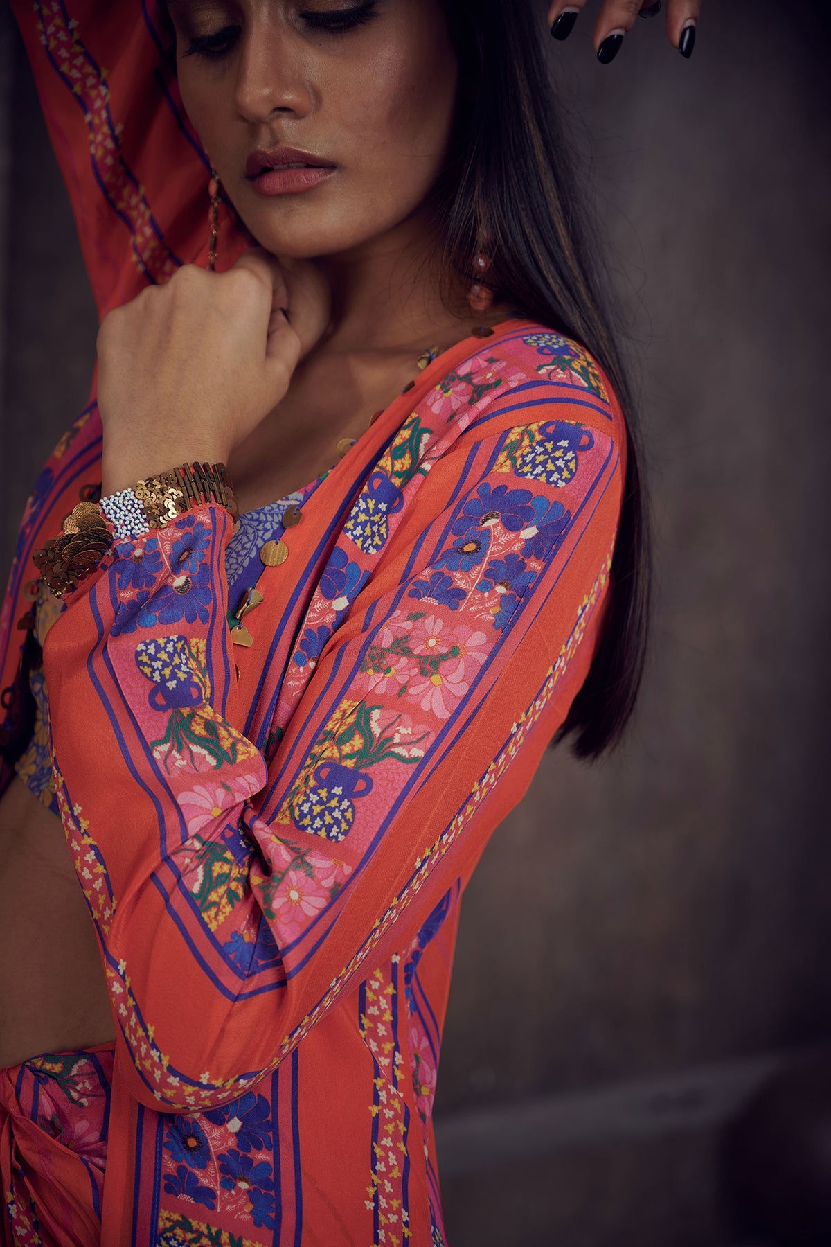 Zaha Drape Skirt and Jacket Set | Designer Indo-Western Co-Ord Set 