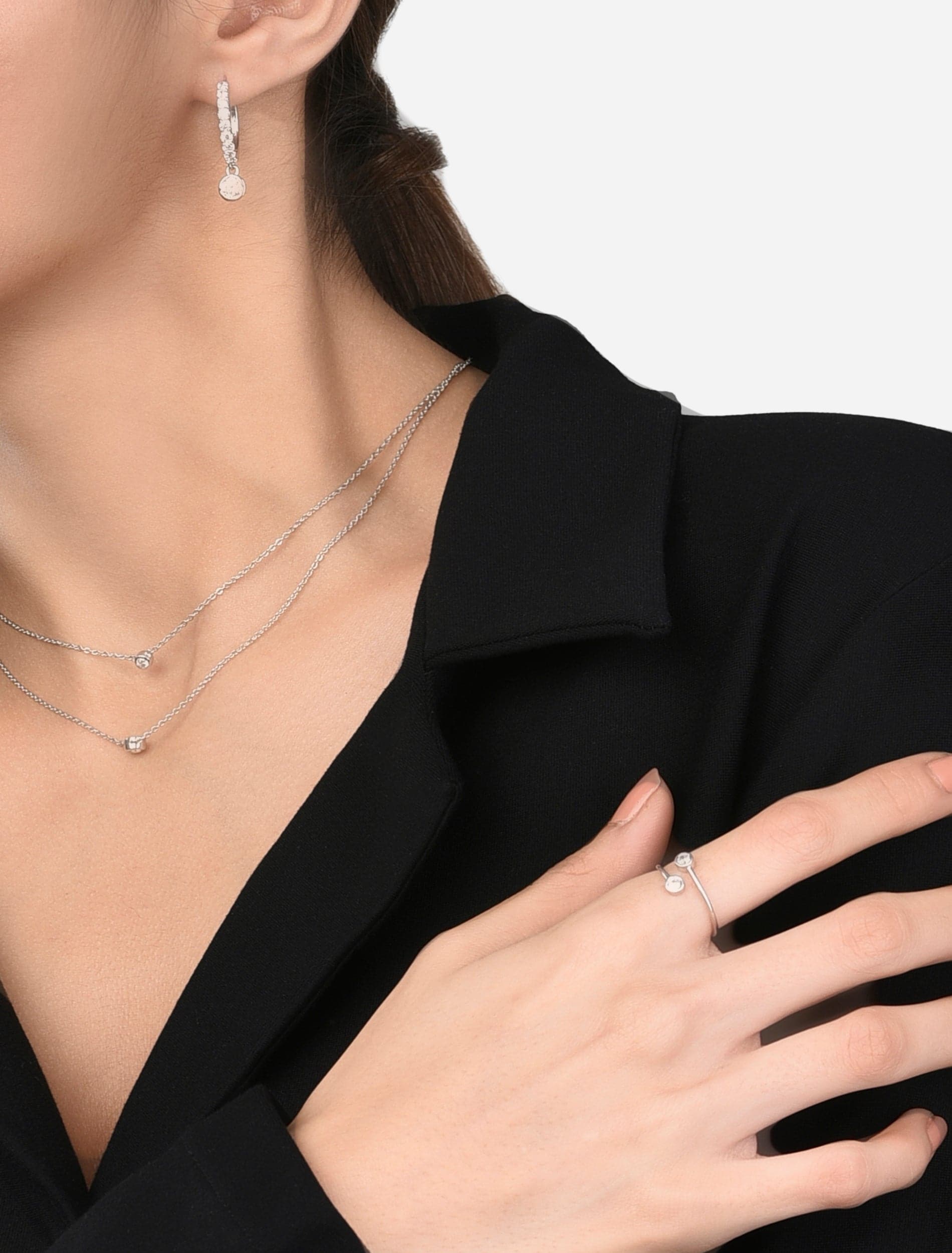 The Melange Set | Delicate Ring + Necklace + Earring Set | Premium Sterling Silver Jewellery Gift Set 