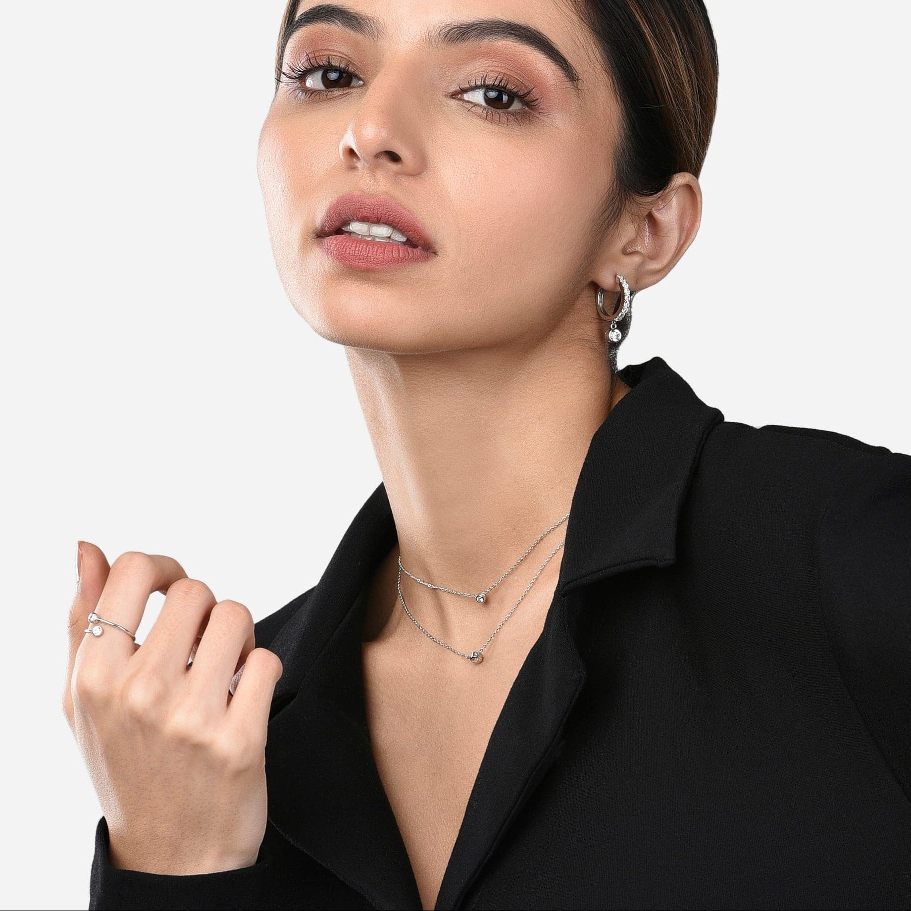 The Melange Set | Delicate Ring + Necklace + Earring Set | Premium Sterling Silver Jewellery Gift Set 