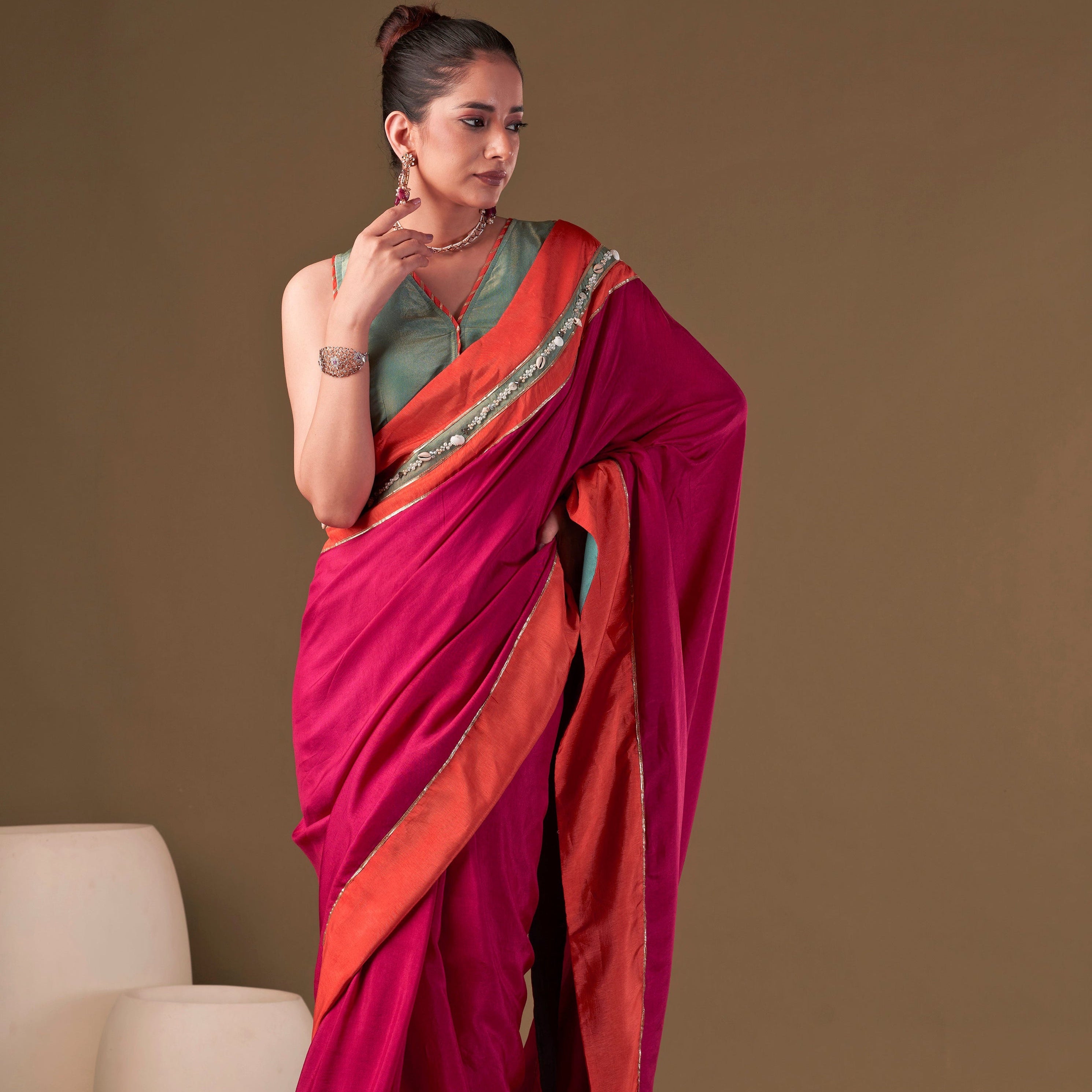 Tisya Fuchsia Pink Dolla Silk Saree | Elegant Designer Indian Occasion Wear 