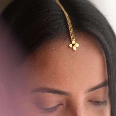 Togor Mala Hair Ornament Gold | Designer Contemporary Maang Tikka 