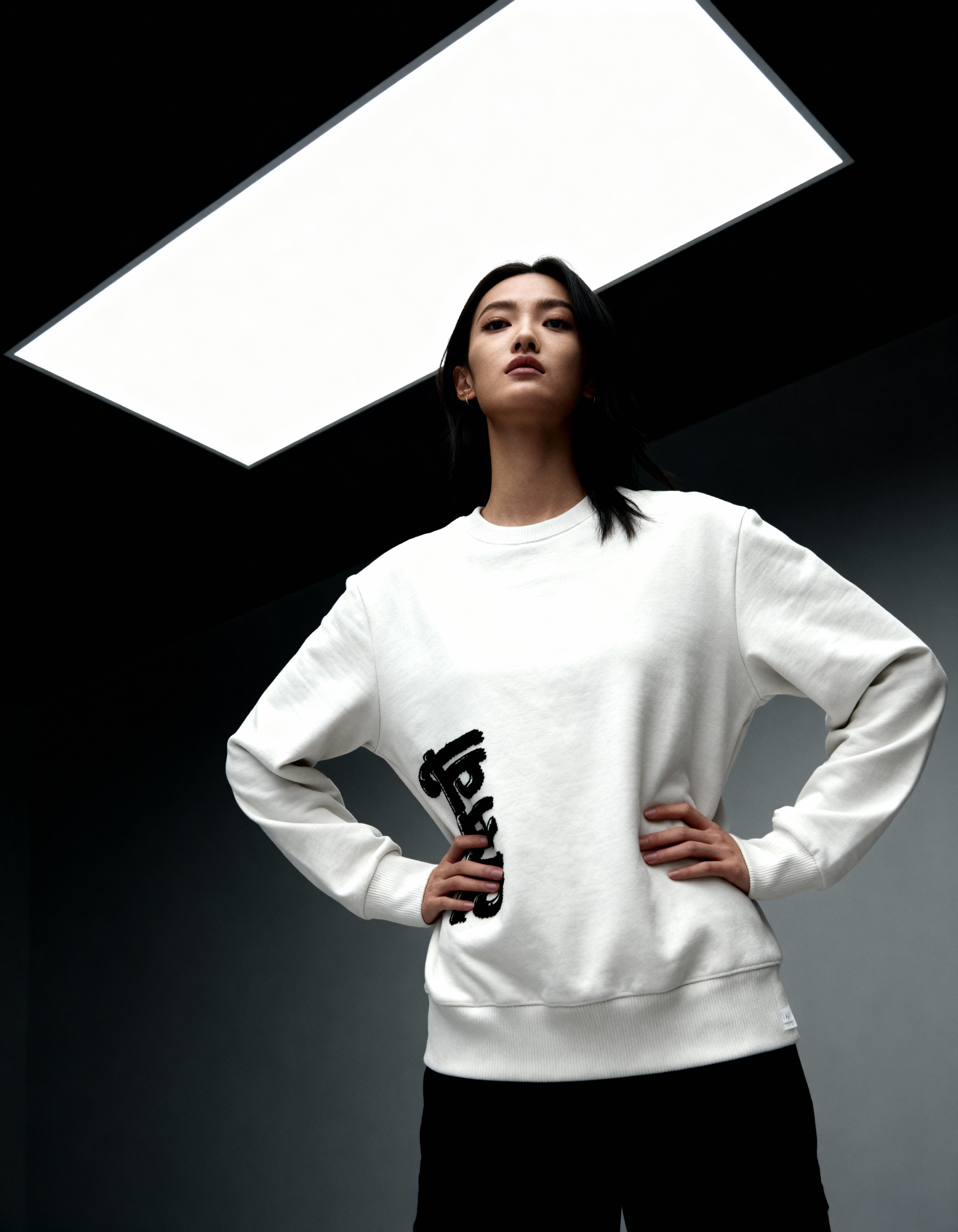 Threaded Harmony Sweatshirt | Oversized Embossed White Sweatshirt