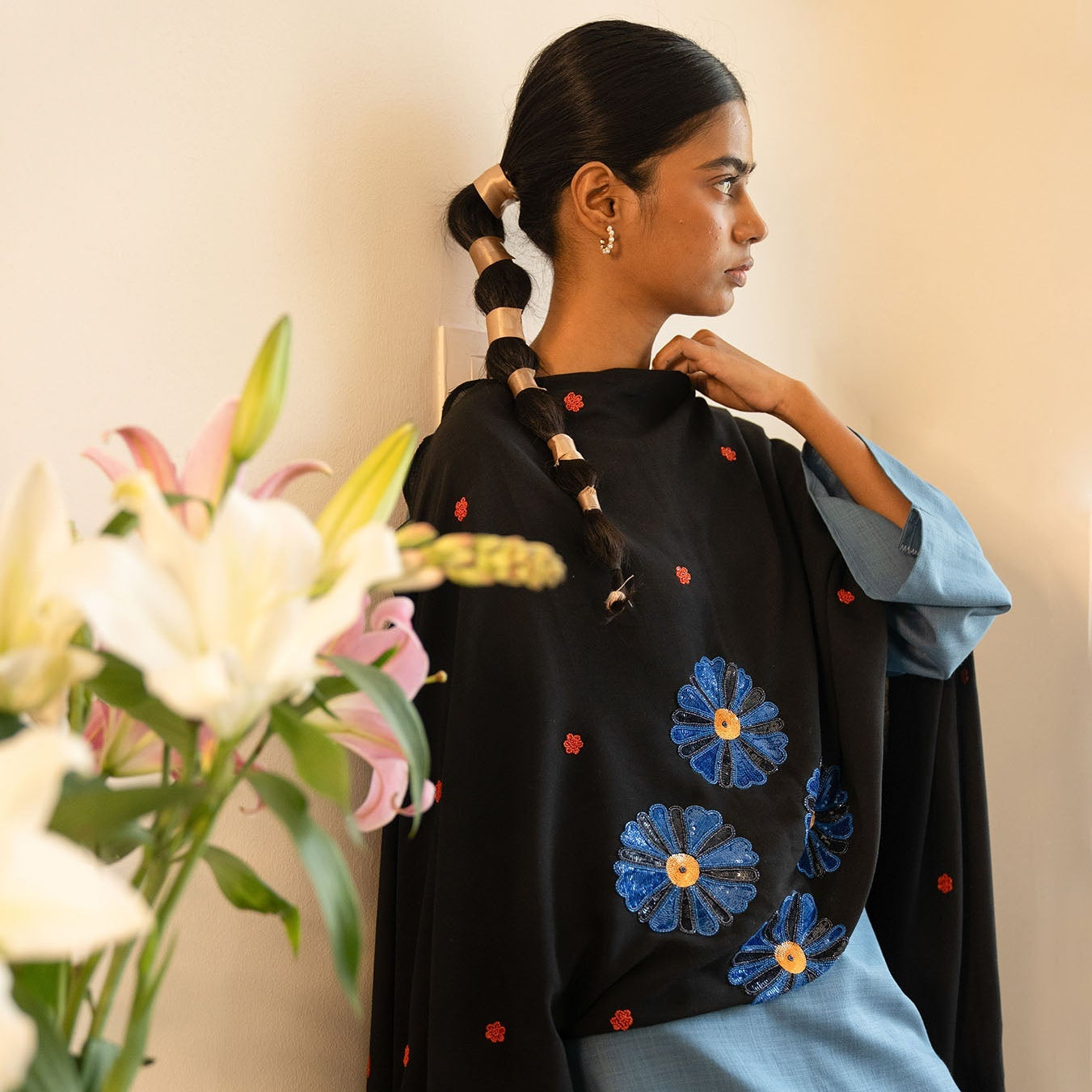 After Bloom Dupatta | Hand Embroidered Scallop Finish Winglore Studio