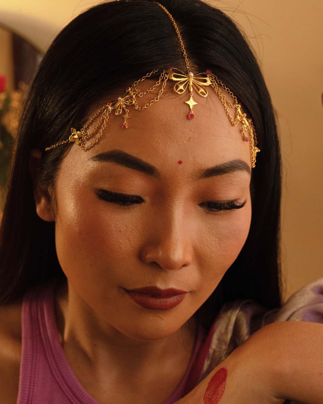 Drape of Wings Hair Ornament | Designer Contemporary Maang Tikka 