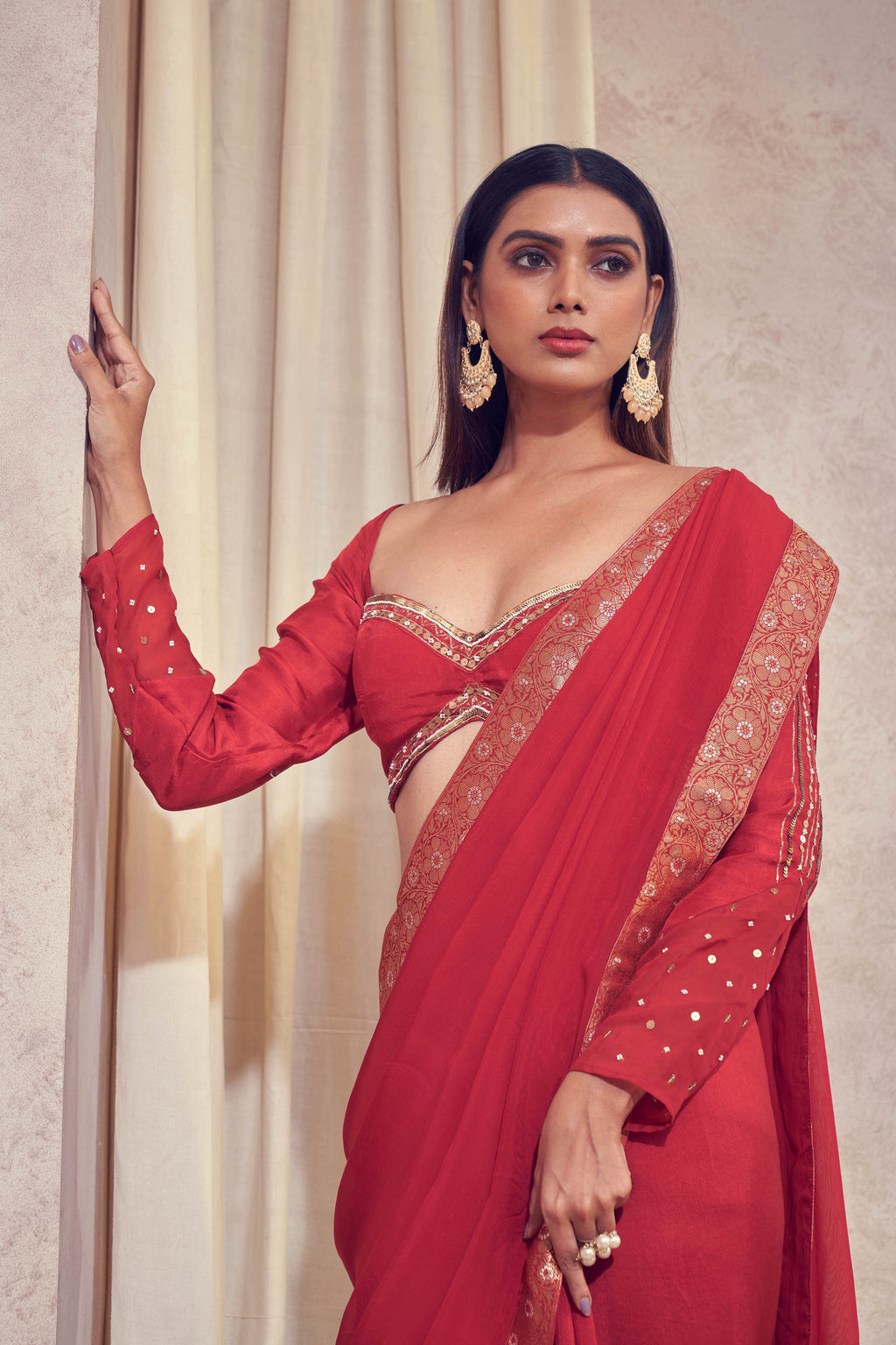 Rang Organza Saree With Hand-Embroidered Blouse | Stunning Designer Indian Occasion Wear