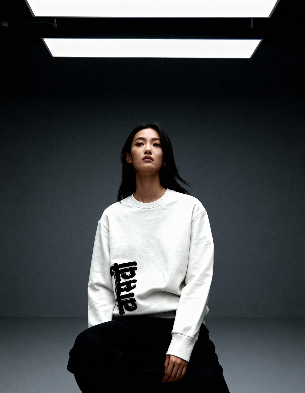 Threaded Harmony Sweatshirt | Oversized Embossed White Sweatshirt
