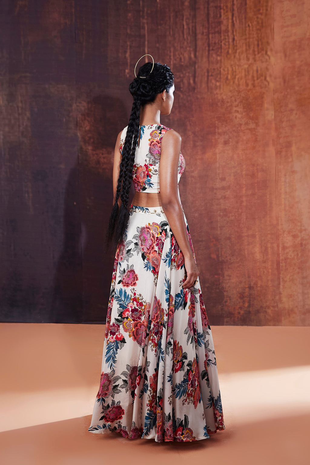 Ivory Floral Printed Lehenga Set | Designer Indo-Western Wedding & Occasion Wear 