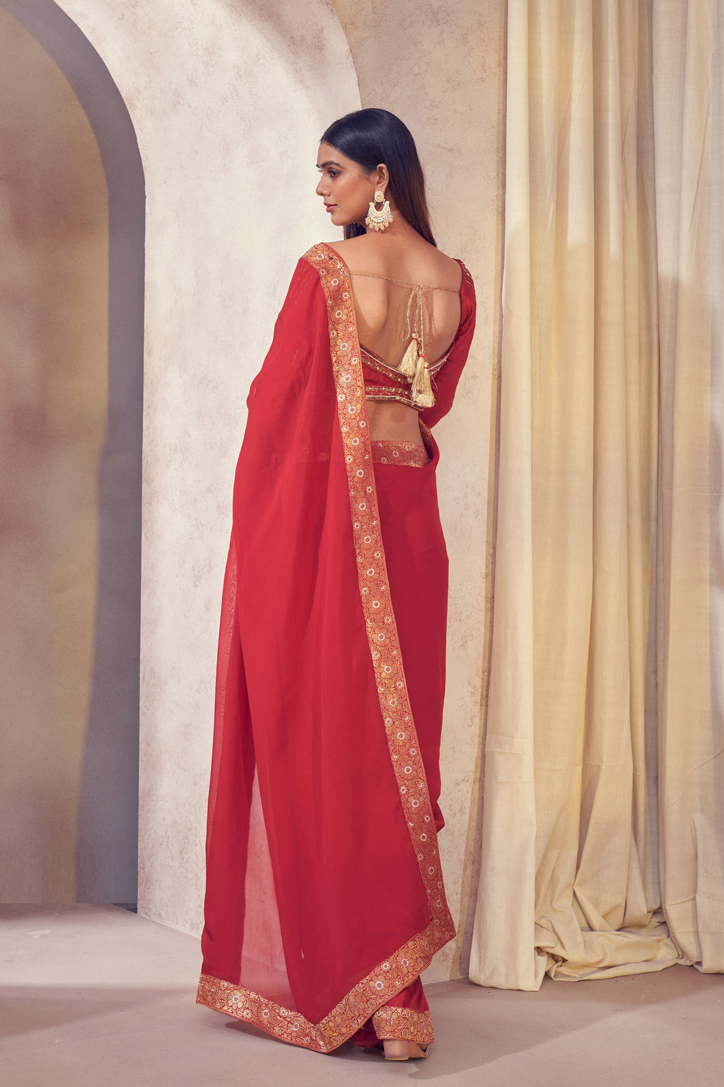 Rang Organza Saree With Hand-Embroidered Blouse | Stunning Designer Indian Occasion Wear