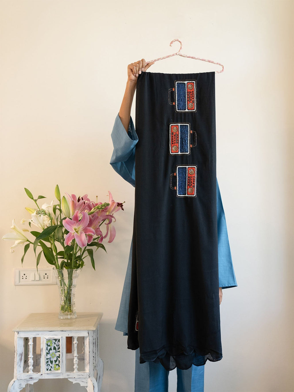 Retro Tuning Dupatta | Distinct Hand-Embroidered Embellishments Winglore Studio