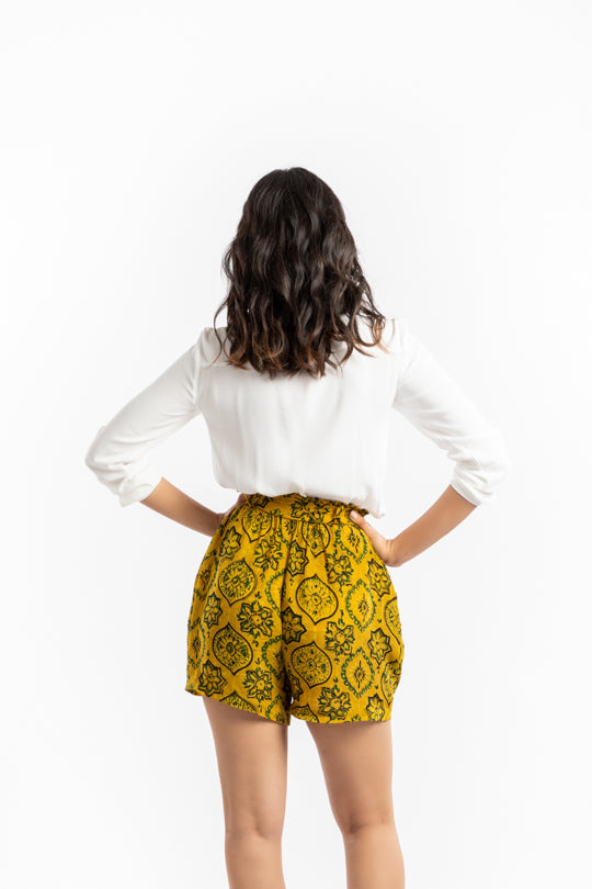 Paper Bag Shorts | Sustainable Hand Block Print Shorts The House Of Ara