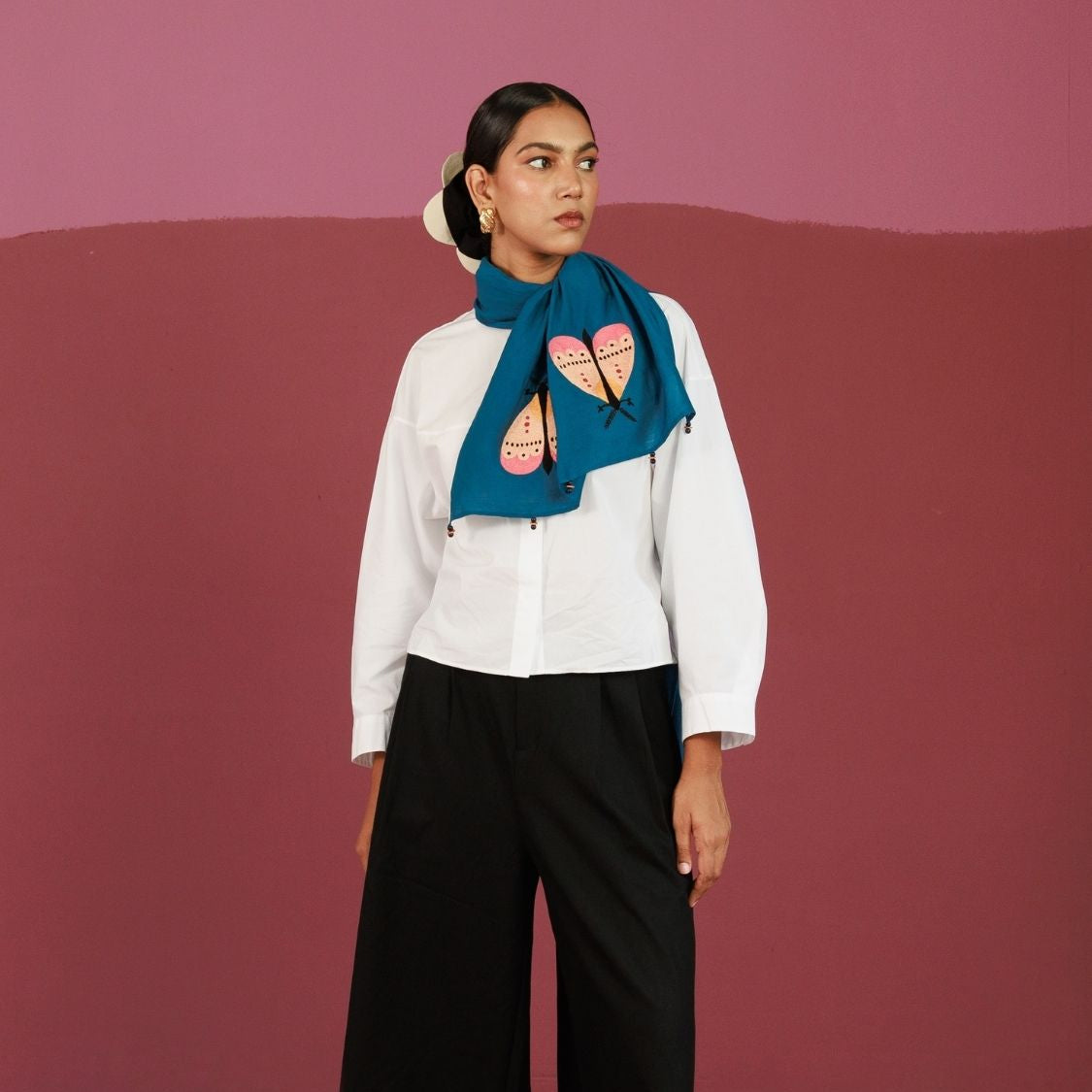 Midnight Moth Confessions Stole | Resham Zig-Zag Embroidery (10-15 Artisan Hours)