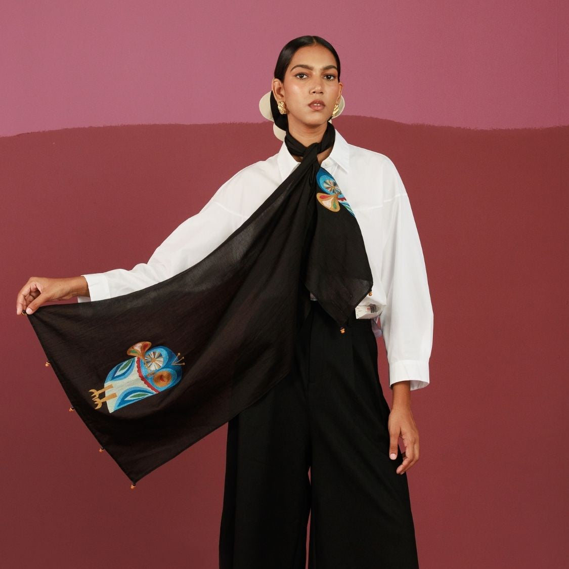 Hoo's Got the Blues? | Resham Zig-Zag Embroidery (10-15 Artisan Hours)