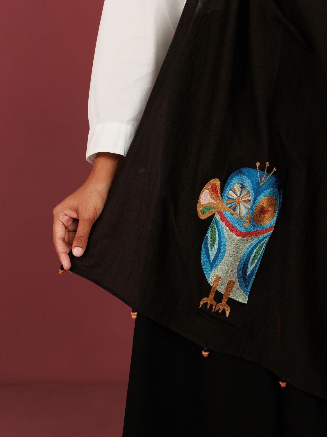 Hoo's Got the Blues? | Resham Zig-Zag Embroidery (10-15 Artisan Hours)