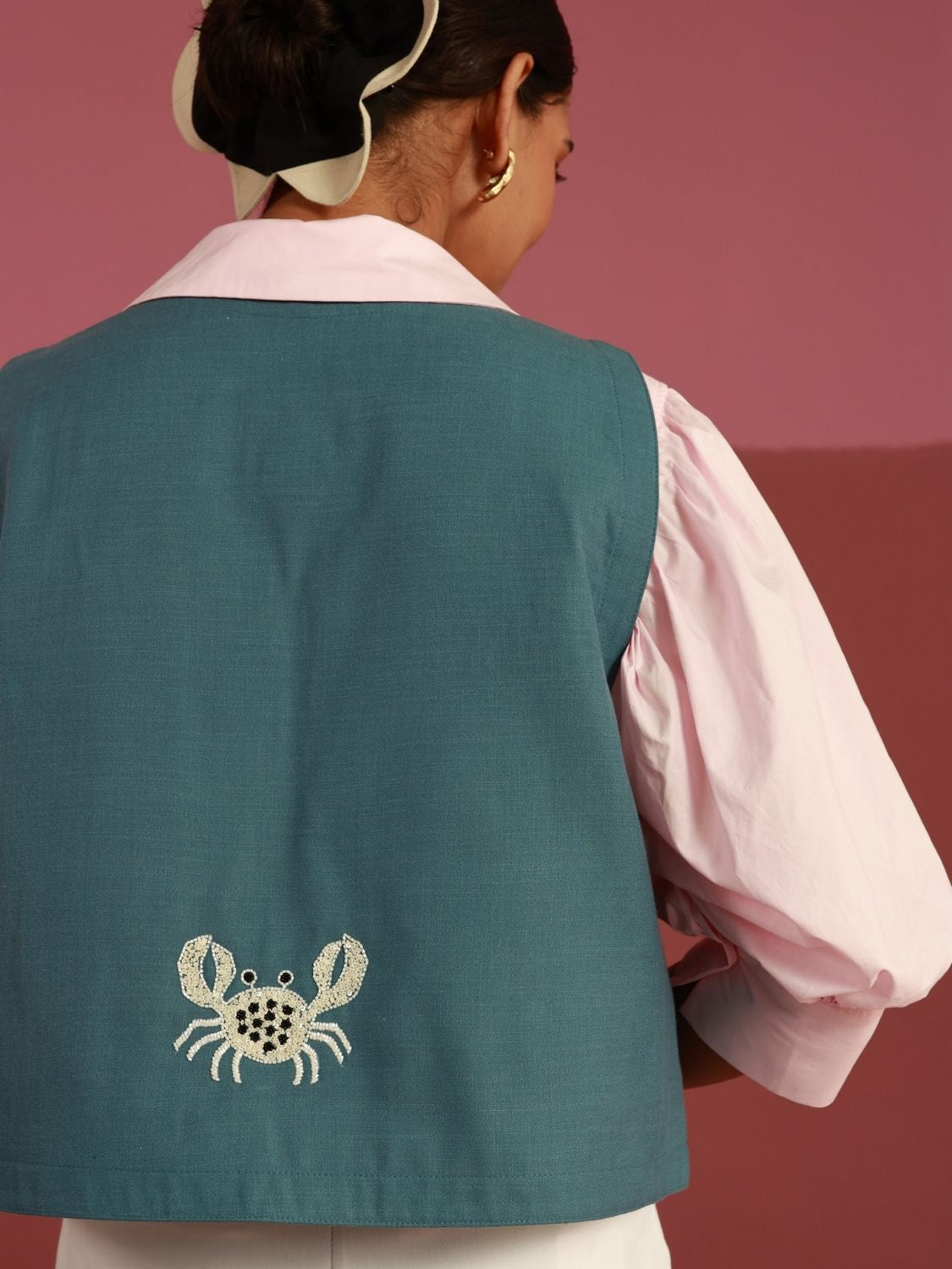 The Crabby Edit Gilet | Hand-Embroidered Crabs (20+ Artisan Hours)