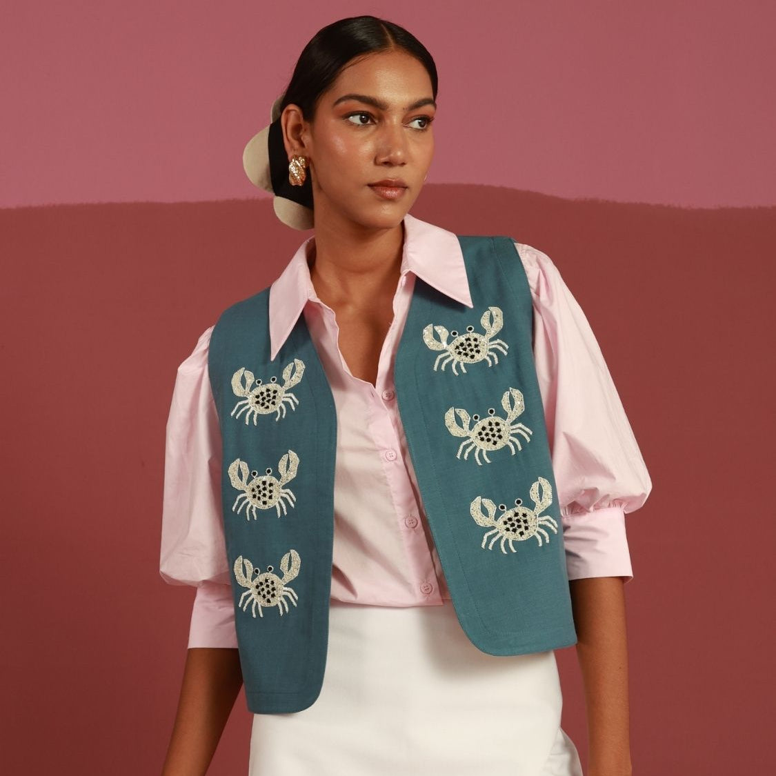 The Crabby Edit Gilet | Hand-Embroidered Crabs (20+ Artisan Hours)