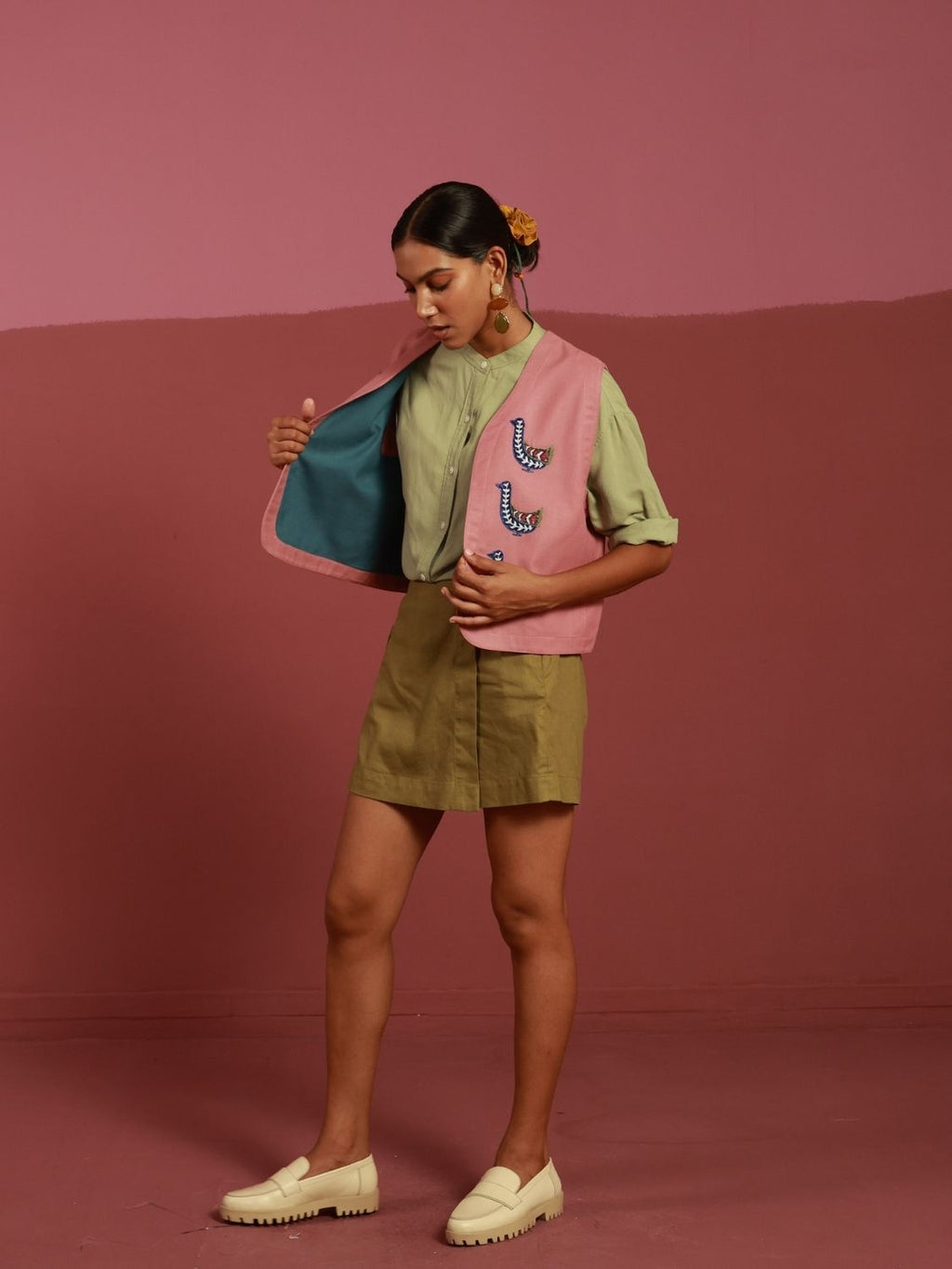 Peace Out Gilet | Hand-Embroidered Bird Motifs (20+ Artisan Hours) Winglore Studio