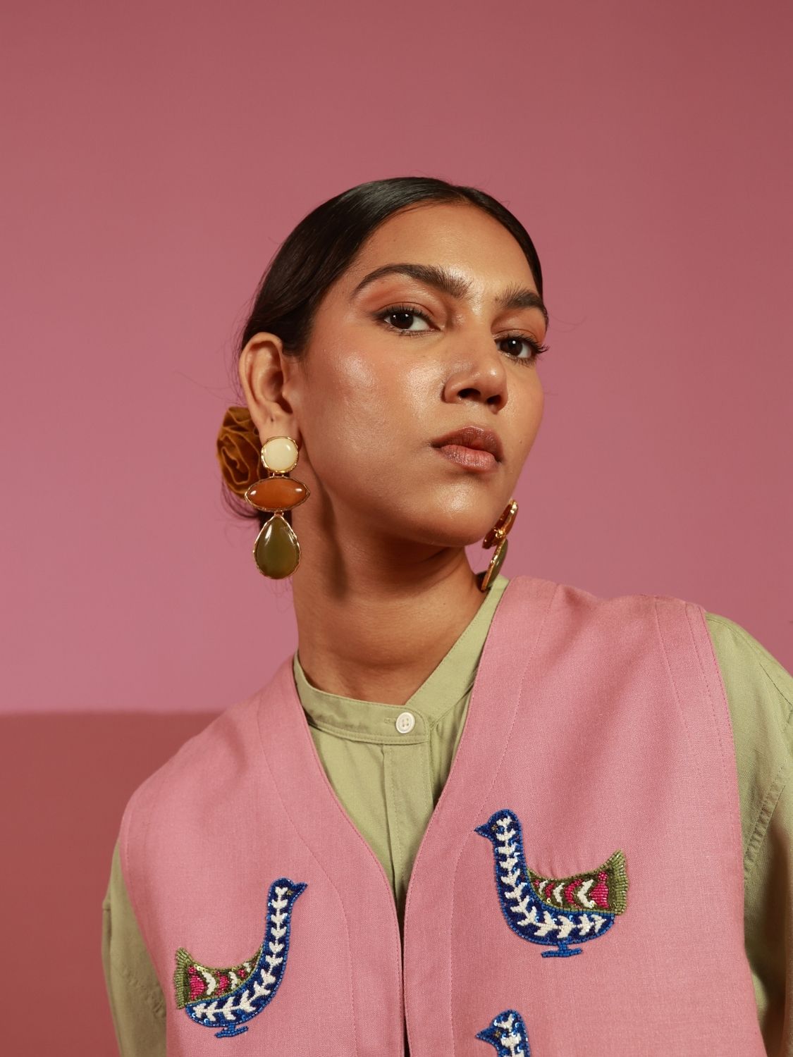 Peace Out Gilet | Hand-Embroidered Bird Motifs (20+ Artisan Hours) Winglore Studio